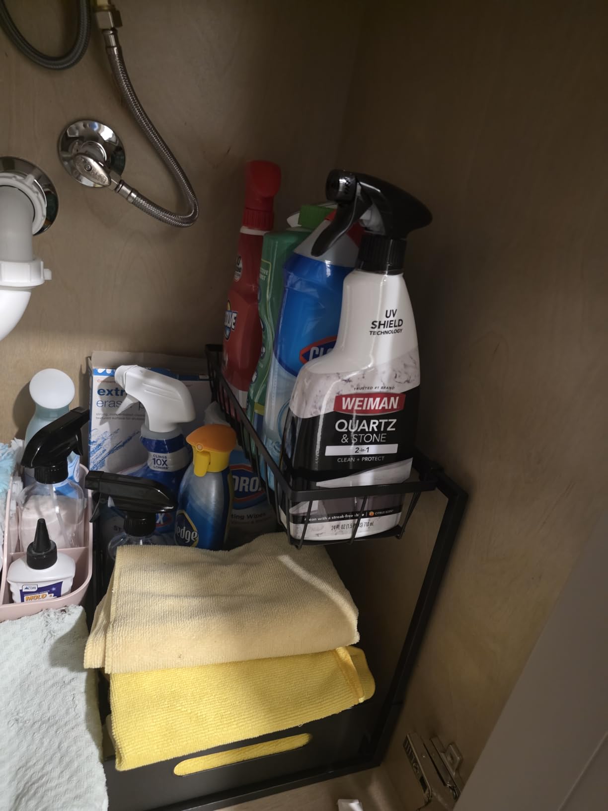 REALINN Under Sink Organizer, L-Shaped 2 Tier Pull Out Cabinet Organizer customer photo 1