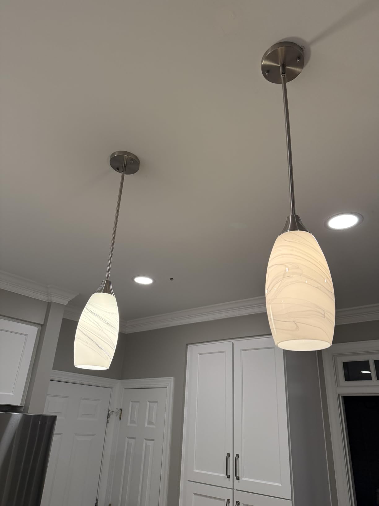 EDISHINE Pendant Light Kitchen Island Grey Marble Glass Brushed Nickel customer photo 2