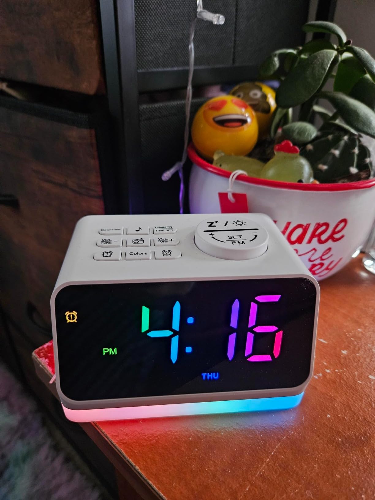 JALL Digital Alarm Clock with FM Radio for Bedroom, 8 Colors Night Light with 2 Charging Port, Sleep Sound Machines with Timer, Dual Alarm, Loud Alarm and Easy to Use for Seniors as Gift customer photo 2