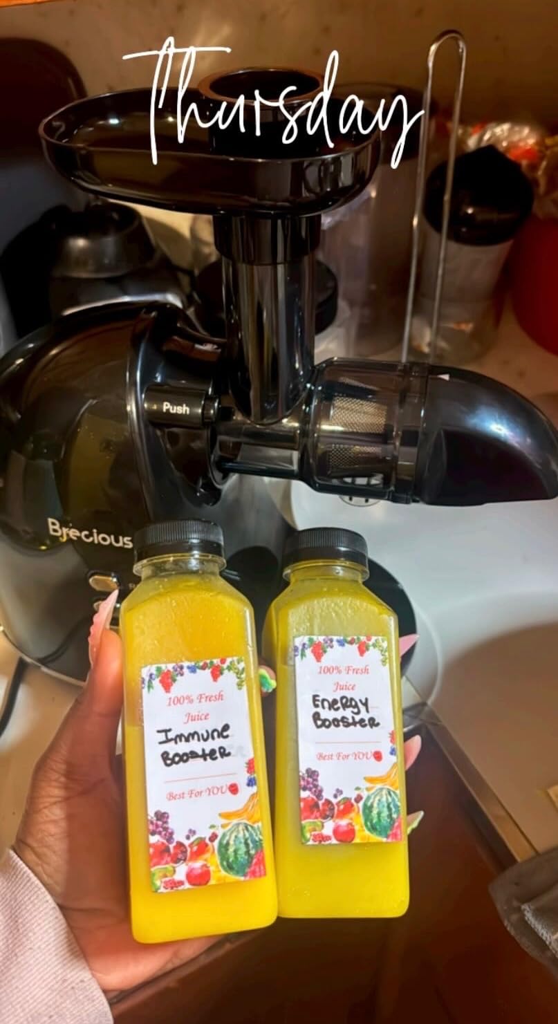Slow Masticating Juicer,Brecious Cold Press Juicers with 2 Speed Modes & Quiet Motor,Juicers Machines Vegetable and Fruit with Reverse Function,Celery Juicer,BPA-Free,Easy to Clean (Silver) customer photo 2