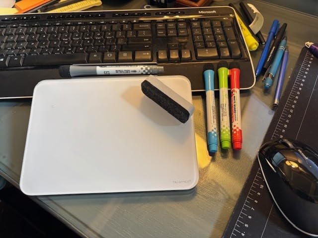 Small Desktop Glass Dry-Erase Whiteboard - 8 X 6 Inches Tabletop Easel Whiteboard with Stand, Desk Board Buddy for Artist, Teacher and Student customer photo 2