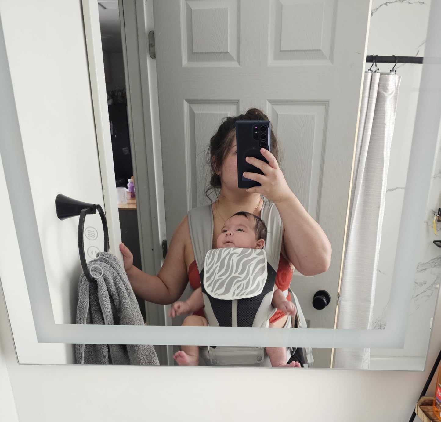 MOMTORY Safety-Certified 6-in-1 Baby Carrier Newborn to Toddler, Black | Plus Size Friendly, 6 Carry Positions, Ergonomic Hip Support, Cozy Baby Carrier with Hipseat for 7-50lbs, All Seasons customer photo 1
