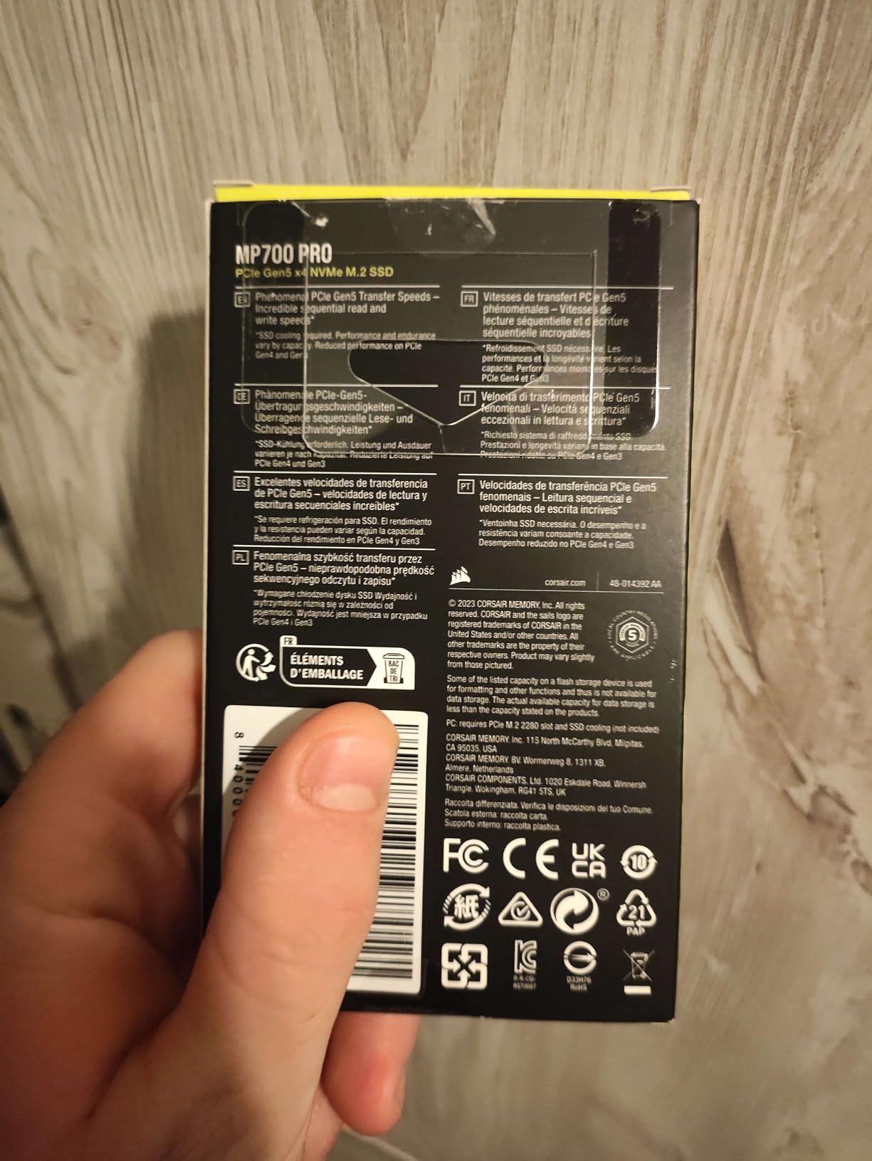 Corsair MP700 PRO 1TB M.2 PCIe Gen5 x4 NVMe 2.0 SSD – M.2 2280 – Up to 11,700MB/sec Sequential Read – High-Density TLC NAND – Black customer photo 2