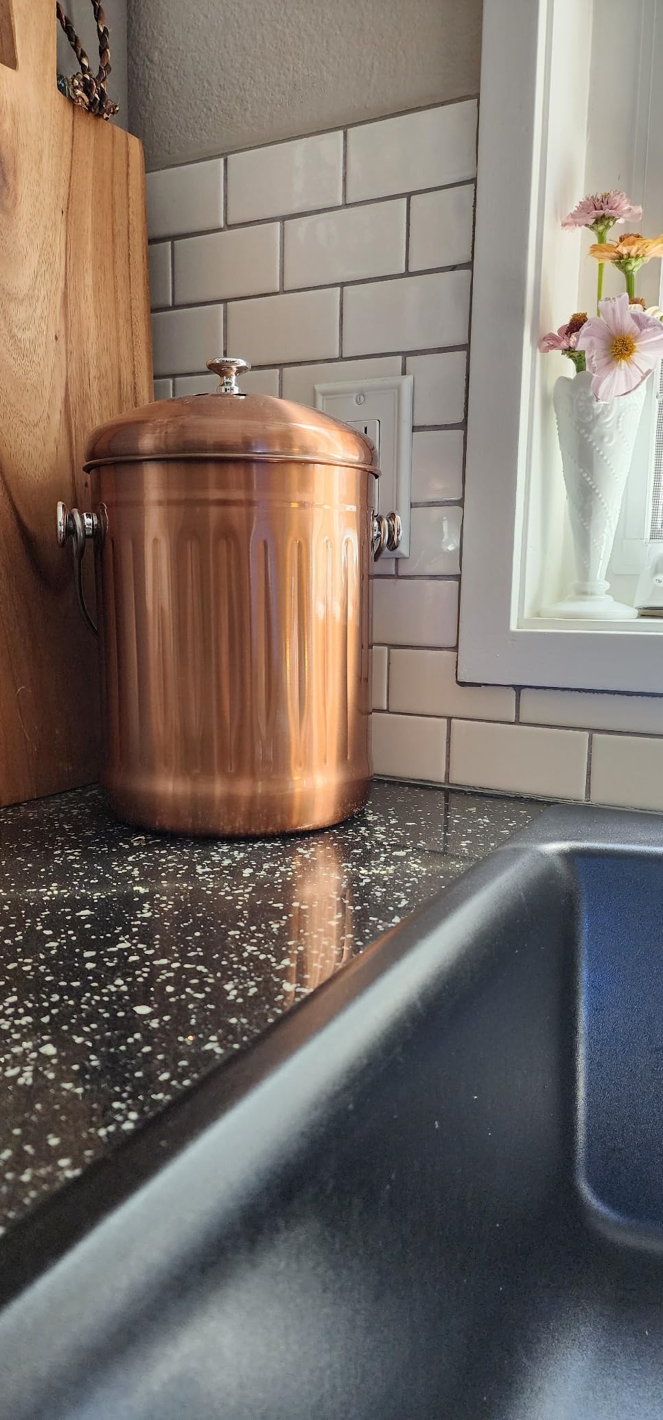 ENLOY Kitchen Countertop Compost Bin, 1.3 Gallon, Stainless Steel, Copper customer photo 2