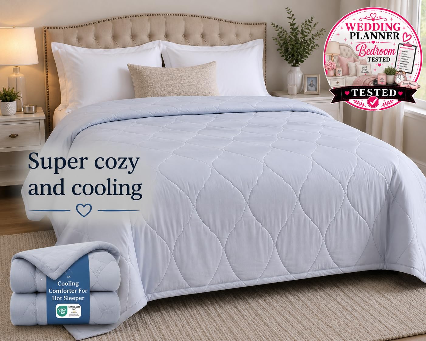 Bedsure Cooling Comforter Blankets for Hot Sleepers, All Season, Queen customer photo 1