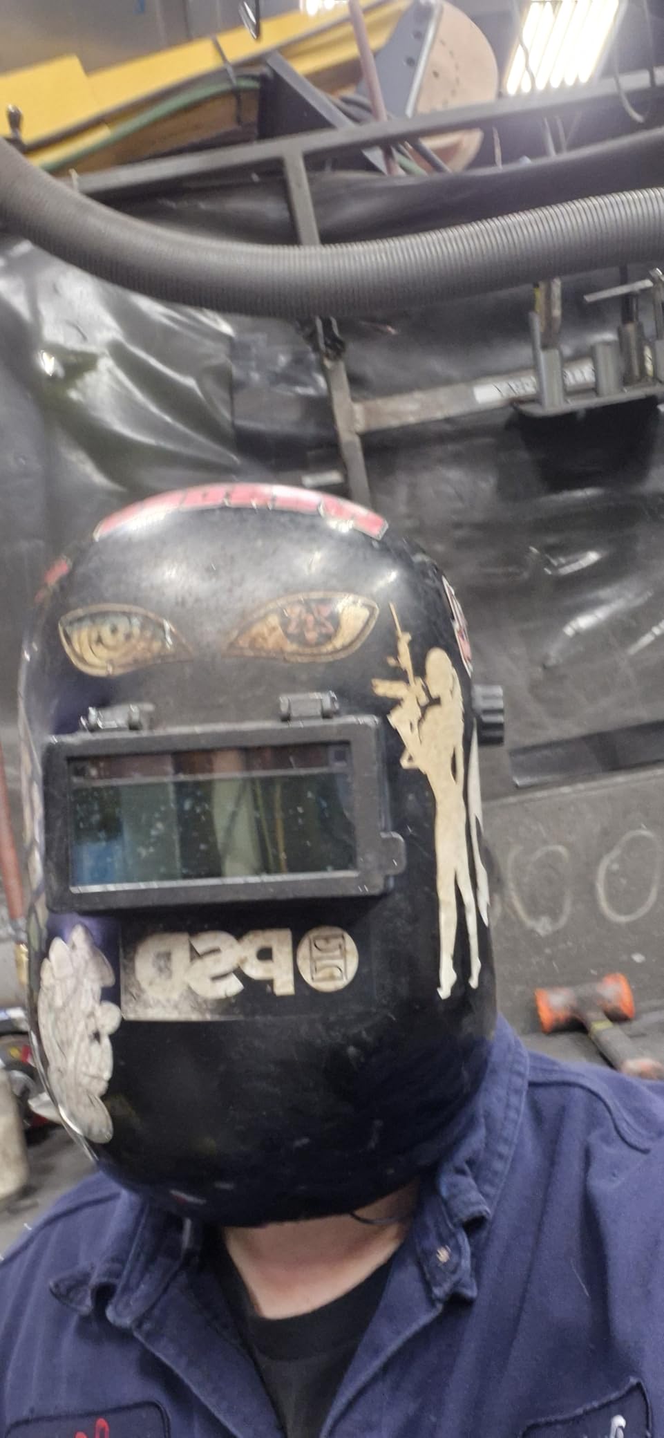 Tefuawe Black Flip Up Chopped Fiberglass Sugar Scoop Welding Helmet, Medium Cut top and Bottom Sugar Scoop Pipeline Welding Hood customer photo 1