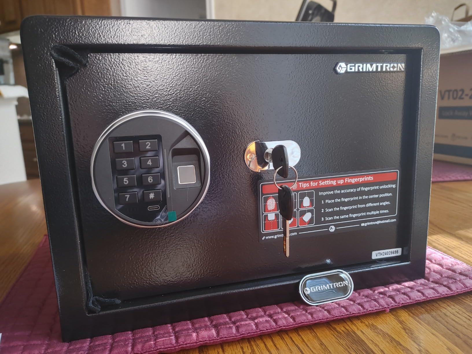 Grimtron 22LB Biometric Dorm Safe with Fingerprint Lock, 3-8 Digit PIN customer photo 1