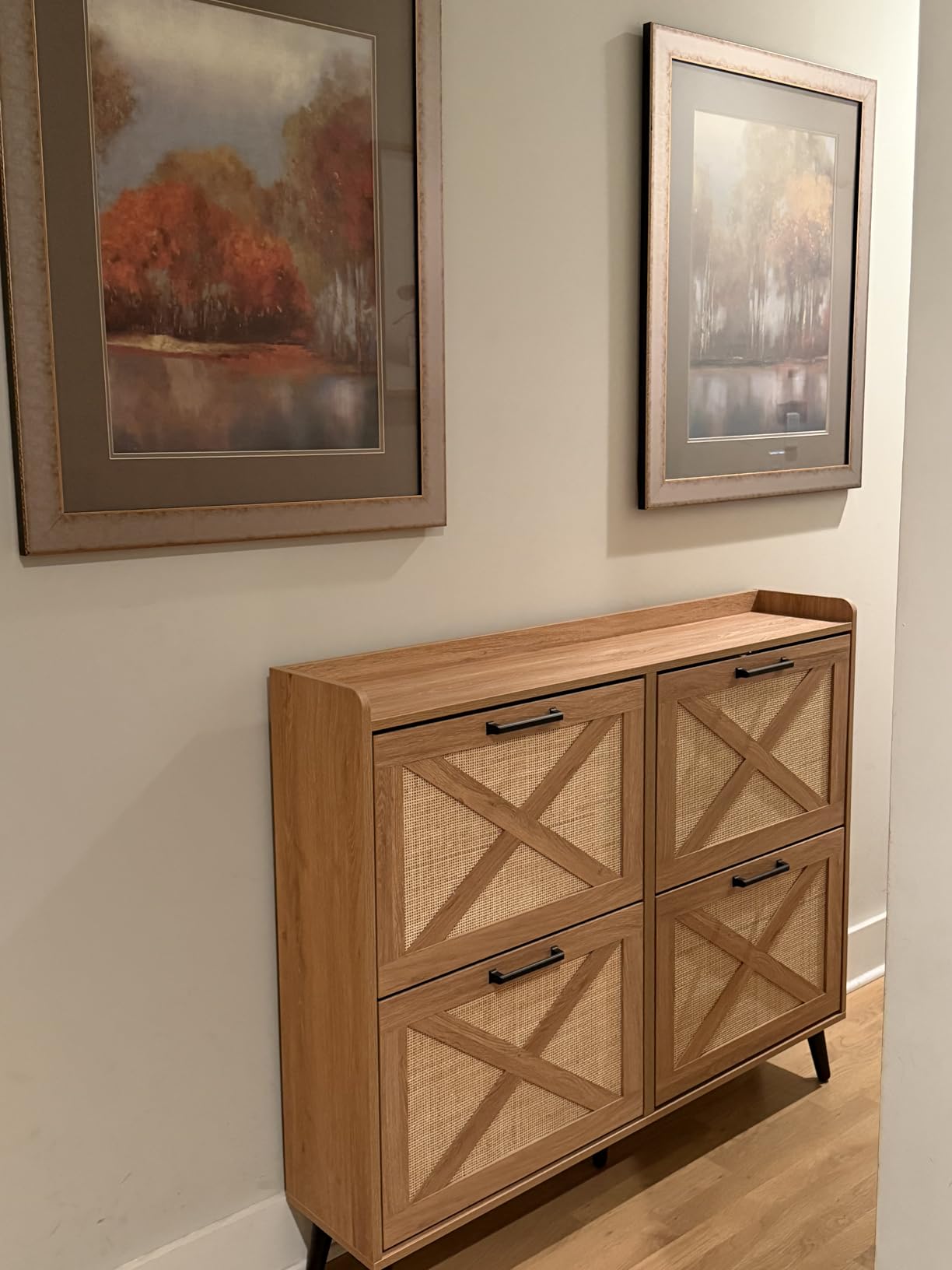 Barnyatoh Farmhouse Shoe Storage Cabinet with 2 Flip Drawers & Barn Door customer photo 1