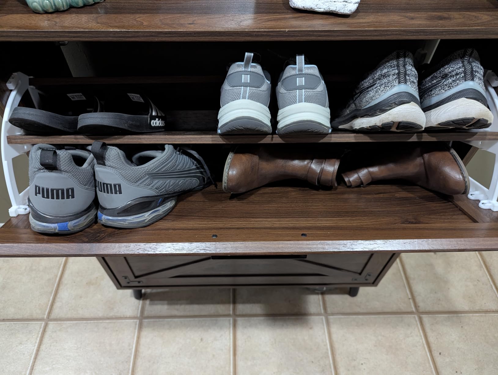 Barnyatoh Farmhouse Shoe Storage Cabinet with 2 Flip Drawers & Barn Door customer photo 2