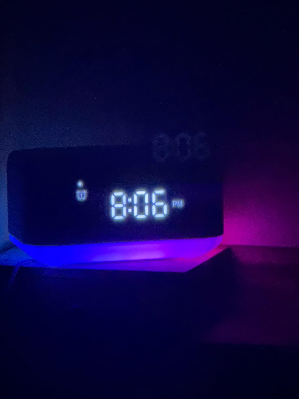Alarm Clock Speaker Wireless Charger, Digital Alarm Clocks Bedrooms Bluetooth, Alarm Clock Dimmable Light Bedrooms Dual Alarm Snooze Dimmer 12 24H RGB Night Light Bluetooth USB AUX, Gray customer photo 2