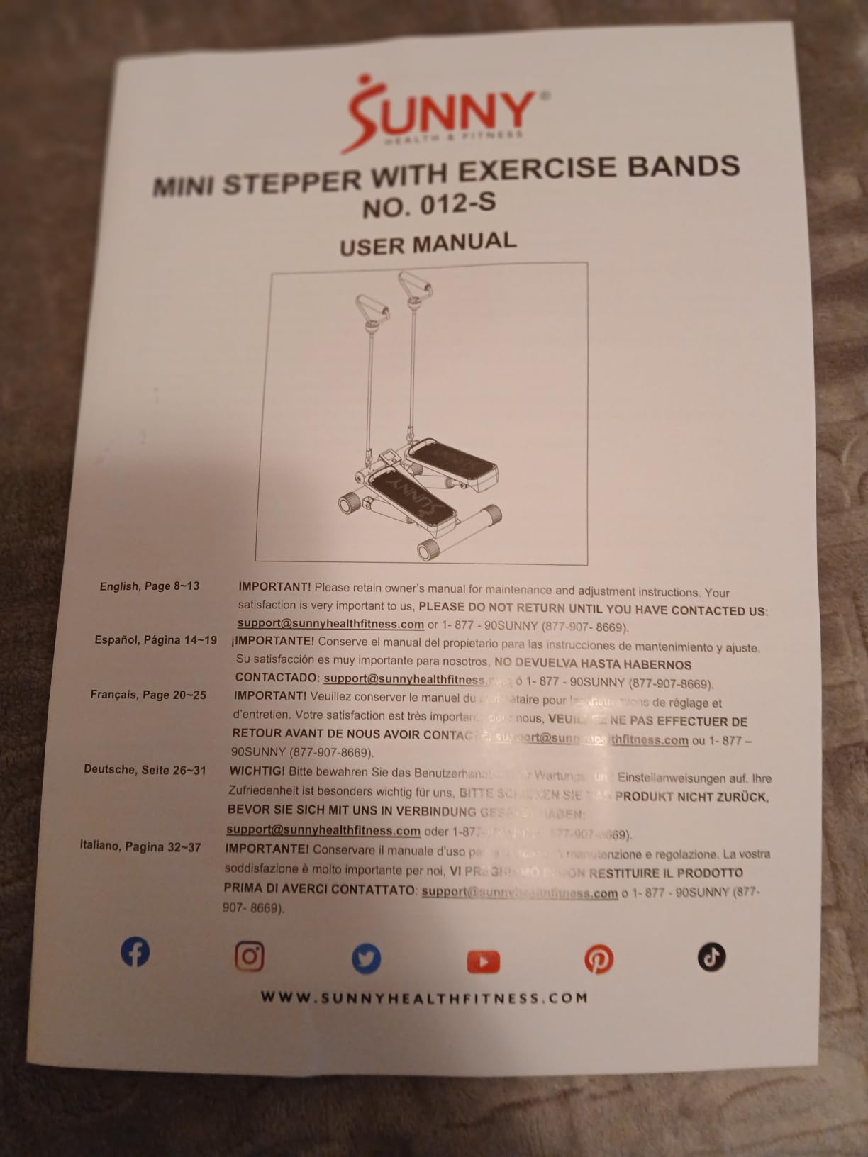 Sunny Health & Fitness Mini Stair Stepper w/Resistance Bands for Home Gym customer photo 1