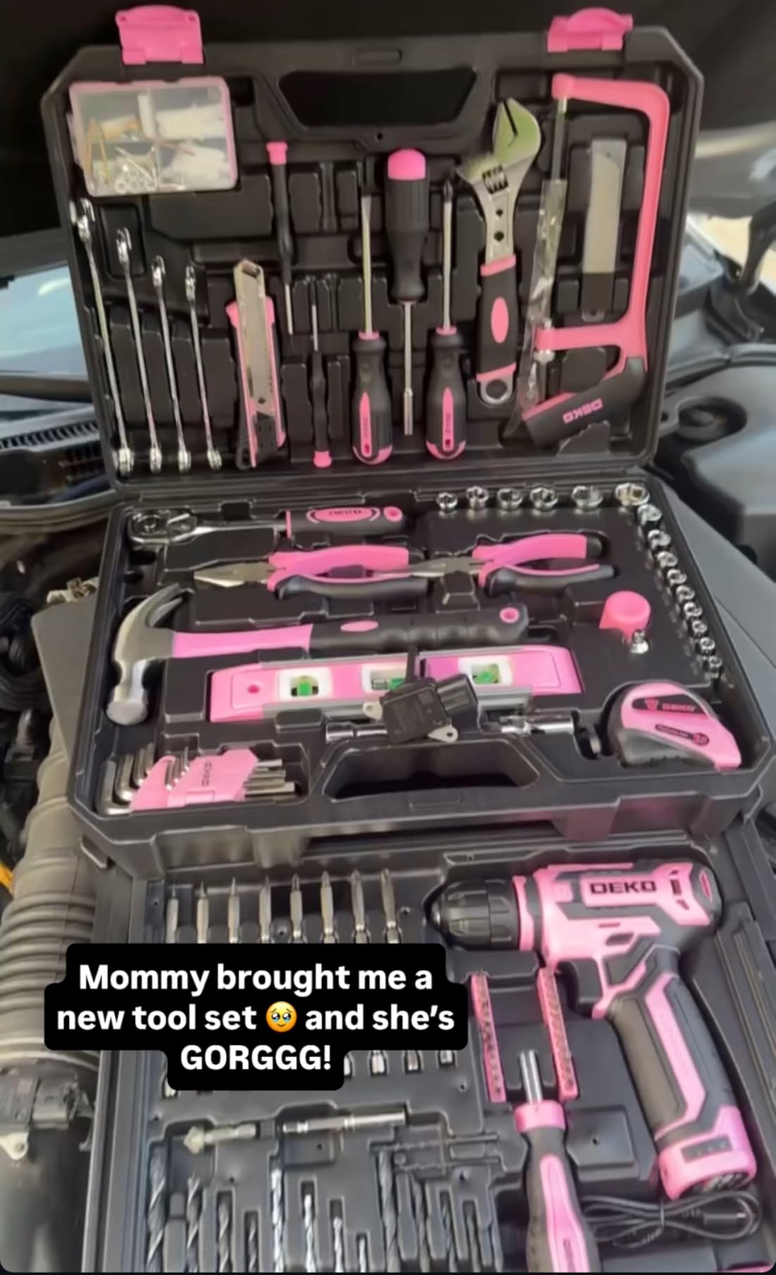 Tool Kit Box Drill Set：DEKOPRO Home Mechanic Toolbox with 12V Power Cordless Drill Hand Repair Tools Sets Combo Kits Storage Organizer Drawer Case for Men customer photo 1