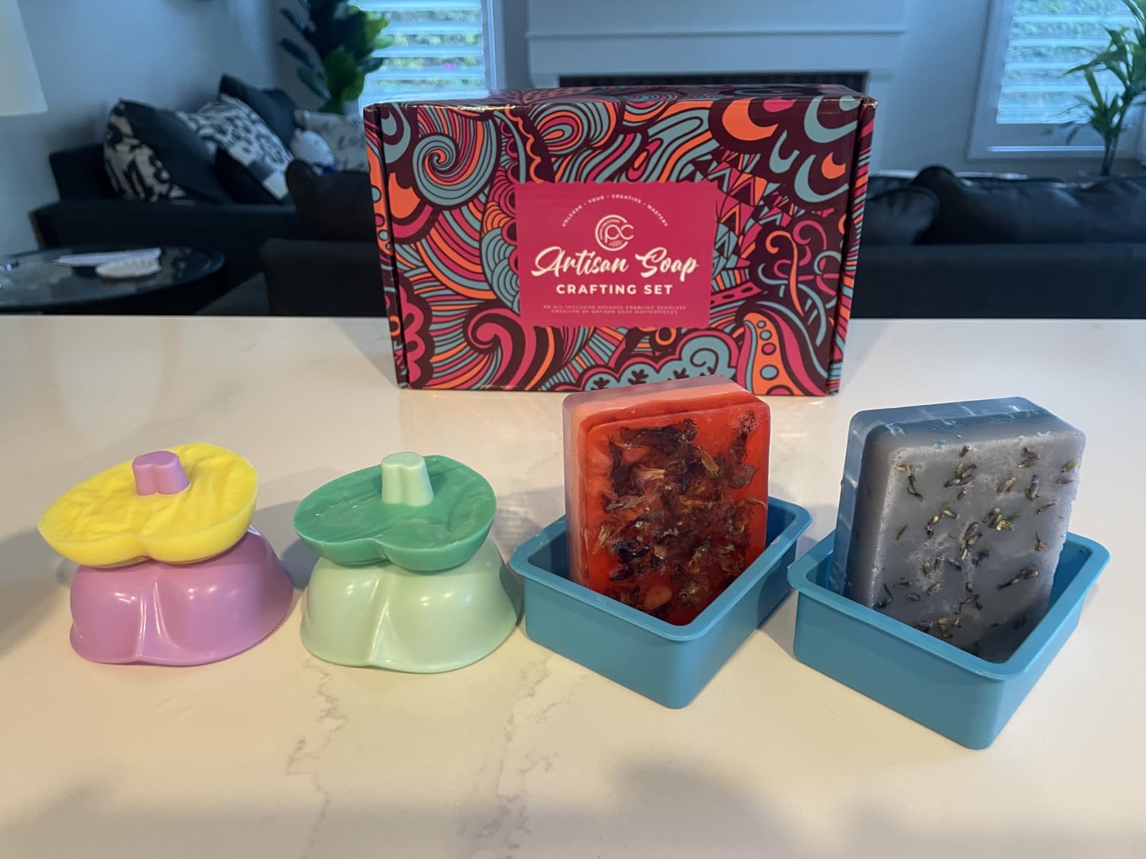 Soap Making Kit - Soap Making Supplies melt and Pour - DIY Set for Adults and Kids, Includes soap Base, Silicone molds, fragrances, Rose and Lavender Petals, by Prime Creations customer photo 2