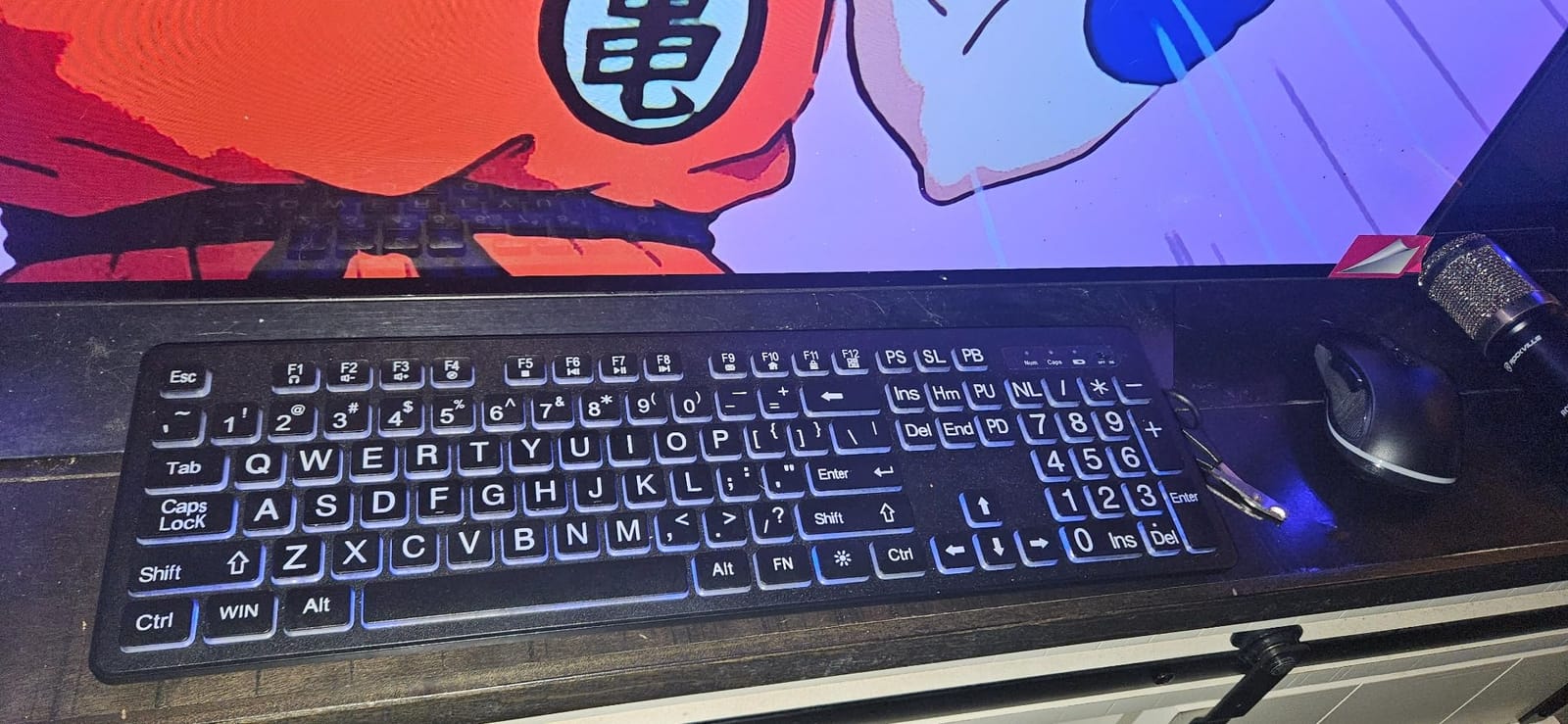 Large Print Wireless Keyboard and Mouse - 7 Colors Backlit Keyboard, Oversize Letters Keys Easy to See and Type, Rechargeable Keyboard and Mouse with Light Up Key, Compatible for PC, Windows, Gaming customer photo 2
