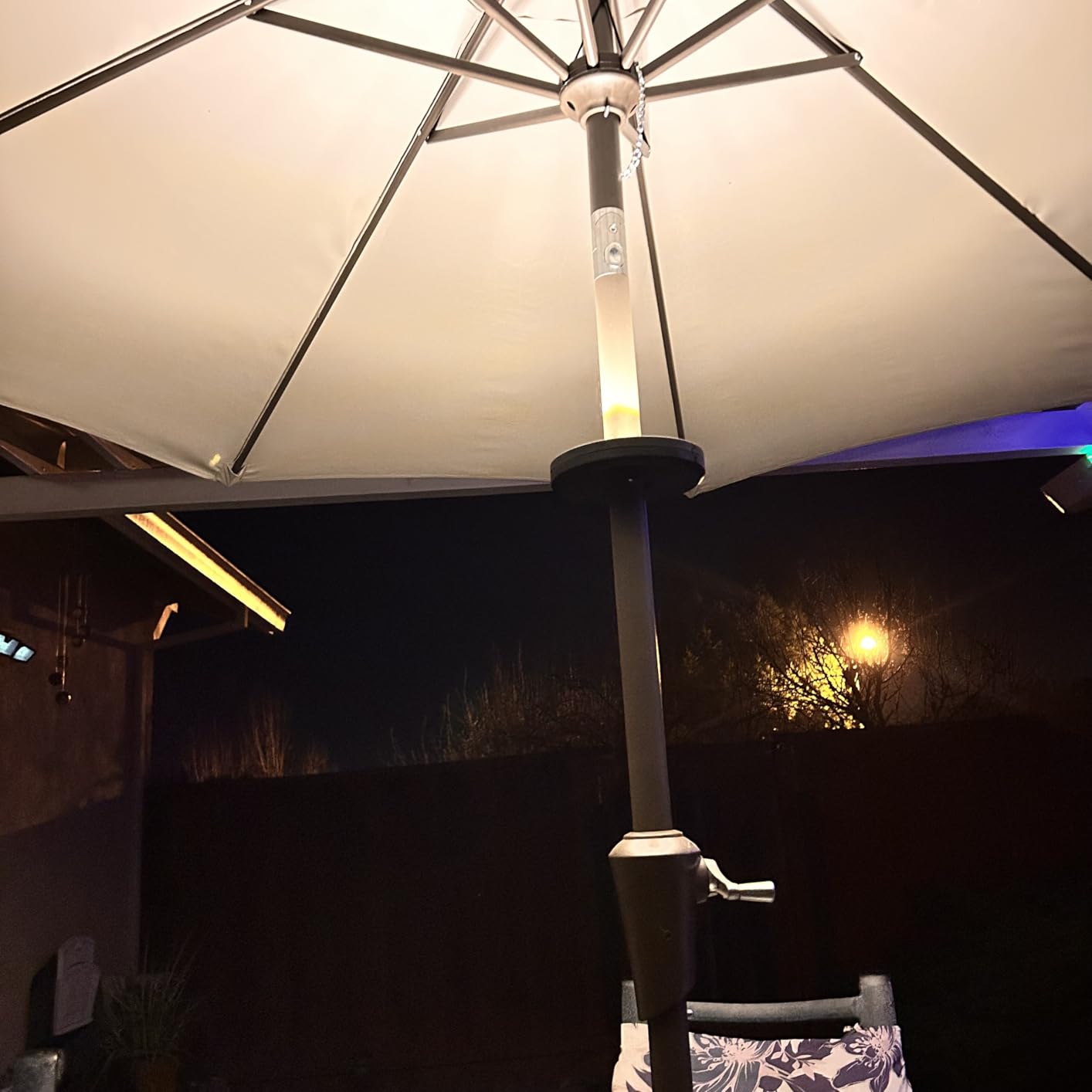 LATME Patio Umbrella Light Rechargeable Umbrella Lights– 10-25 Hours Runtime,Umbrella Pole Light 3 Lighting Modes Cordless,Patio Pool Accessories and Backyard Decor (Warm Yellow) customer photo 2