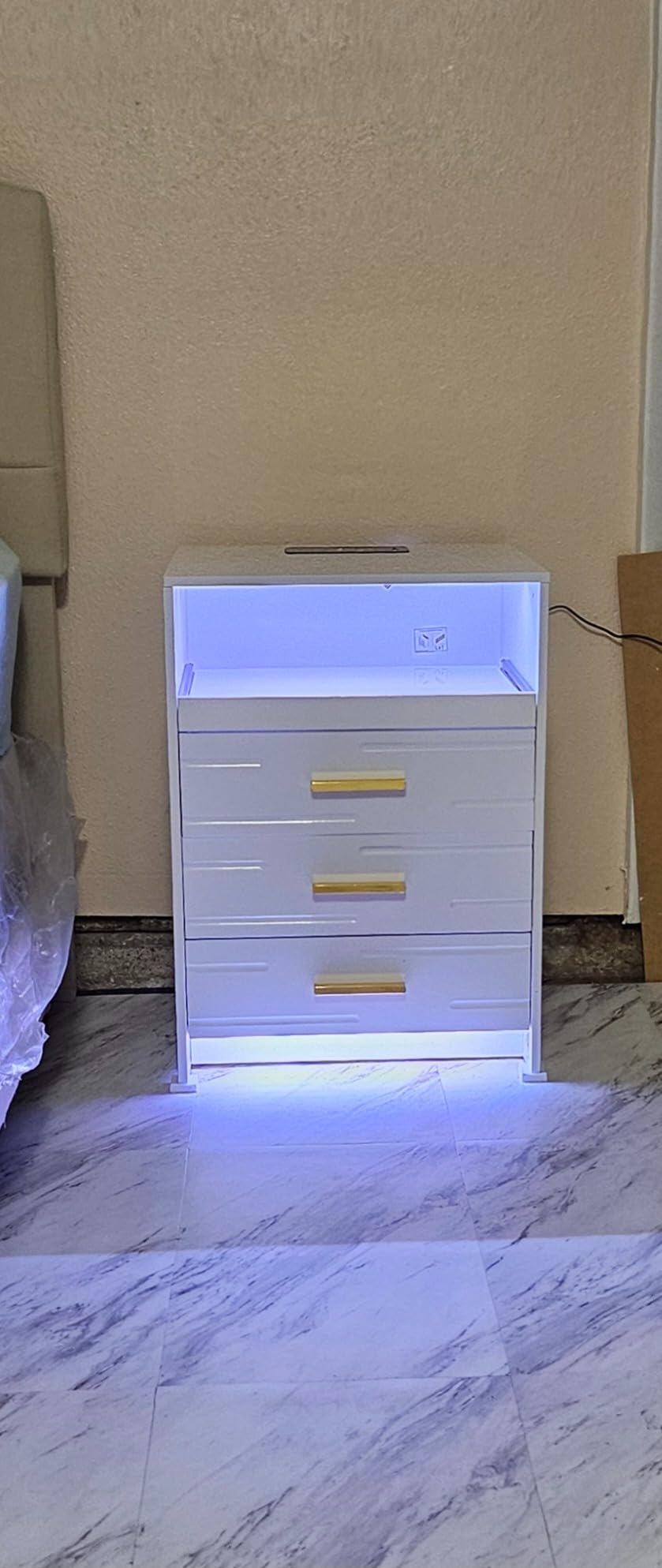 HNEBC Smart Nightstand with Wireless Charging Station& Remote Lights,Black customer photo 1