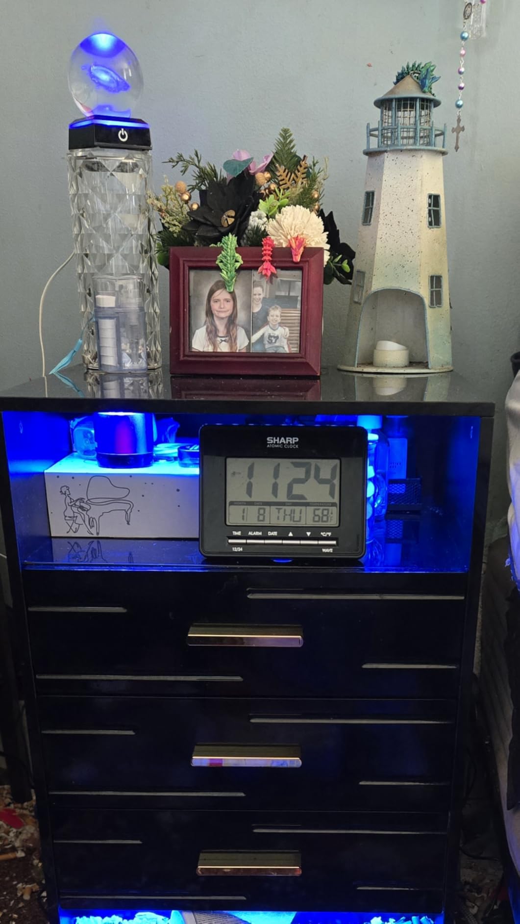 HNEBC Smart Nightstand with Wireless Charging Station& Remote Lights,Black customer photo 2