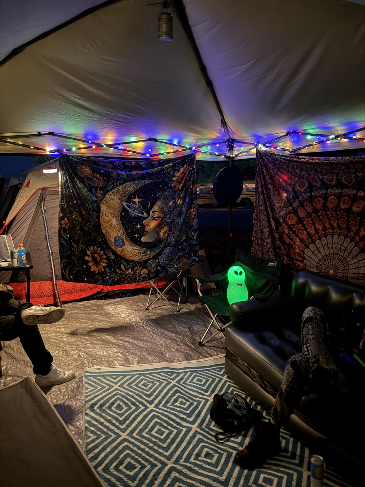 Solar Camping String Lights, 39.4 FT Fairy String Light, 4 in 1 Portable Waterproof Camp LED Lamp with 8 Lighting Modes, Hanging Rechargeable Tent Lantern for Outdoor Garden Patio Party Essentials customer photo 1