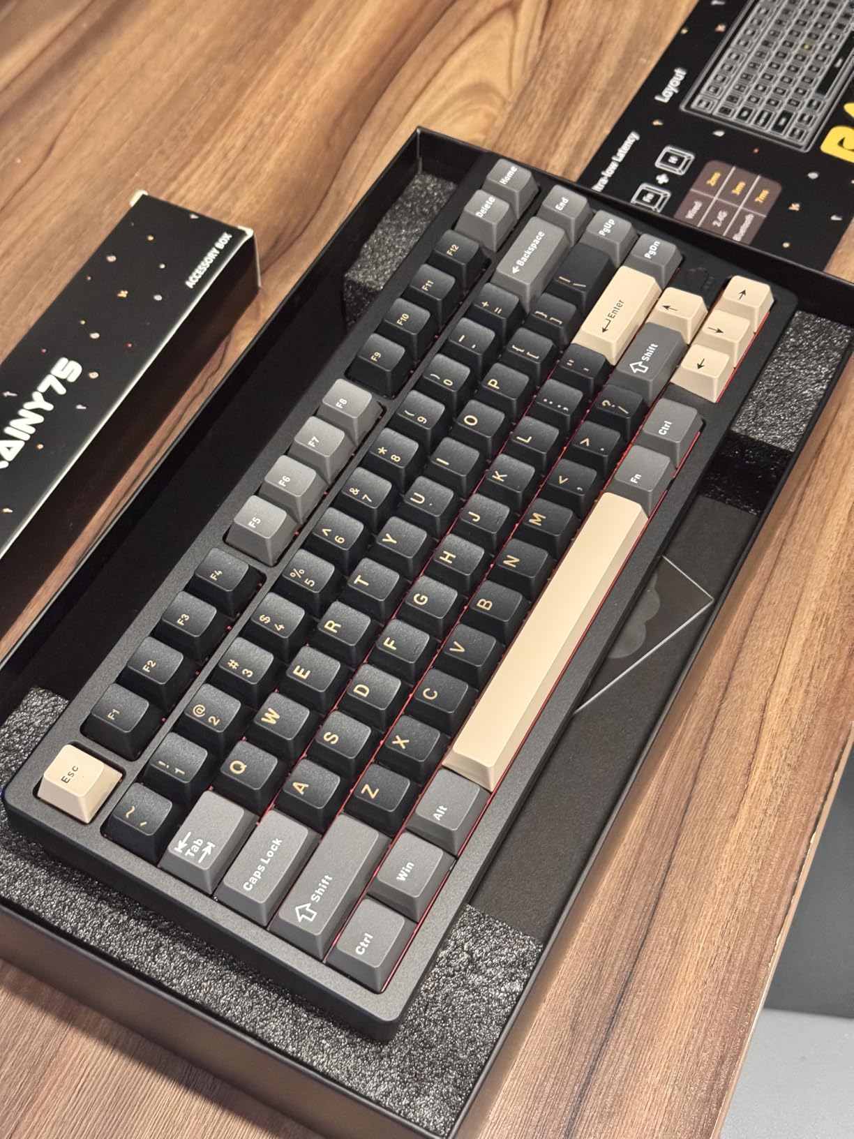 KEEBMONKEY WOBKEY Rainy 75 CNC Aluminum HMX/JWK/Cocoa Switches Triple-Mode Connectivity Mechanical Keyboard with Superior Acoustics, RGB/FR4/Silver SUS304/7000mAh/Cocoa Switch (Pro - Black) customer photo 1