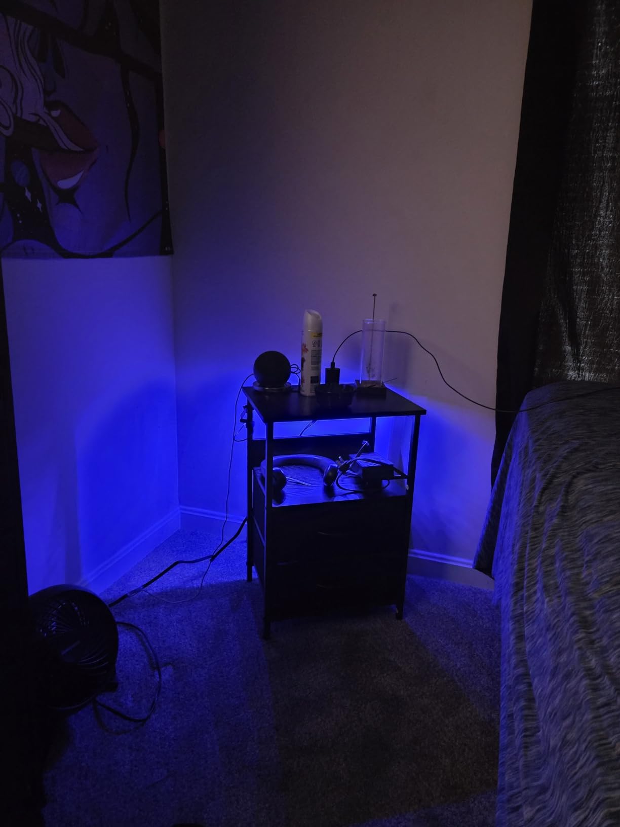 Fixwal Night Stand with Charging Station, Black Led Nightstand, 2 Drawers customer photo 1