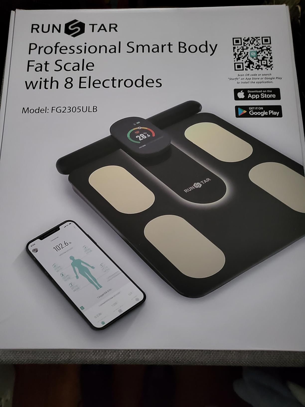 Runstar Smart Scale FSA&HSA Eligible, 8 Electrodes Digital Bathroom Scale for Body Weight and Fat, BMI, Muscle Mass 28 Body Composition Measurement, with Full-Color TFT LCD on Retractable Handle customer photo 1