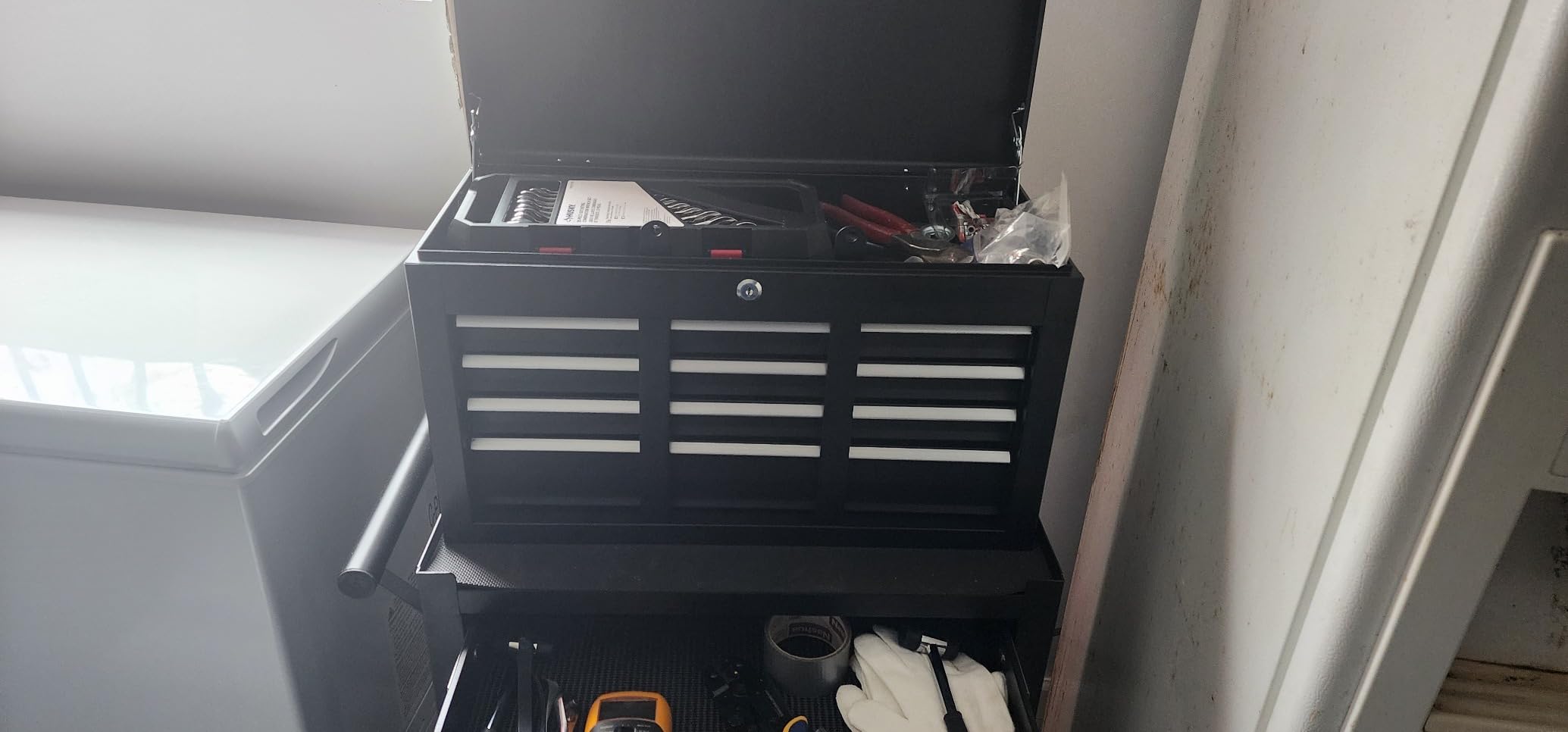 8-Drawer High Capacity Rolling Tool Chest, Removable Cabinet Storage Tool Box with Wheels and Drawers, Detachable Toolbox with Lock for Workshop Mechanics Garage(Black&Green) customer photo 1