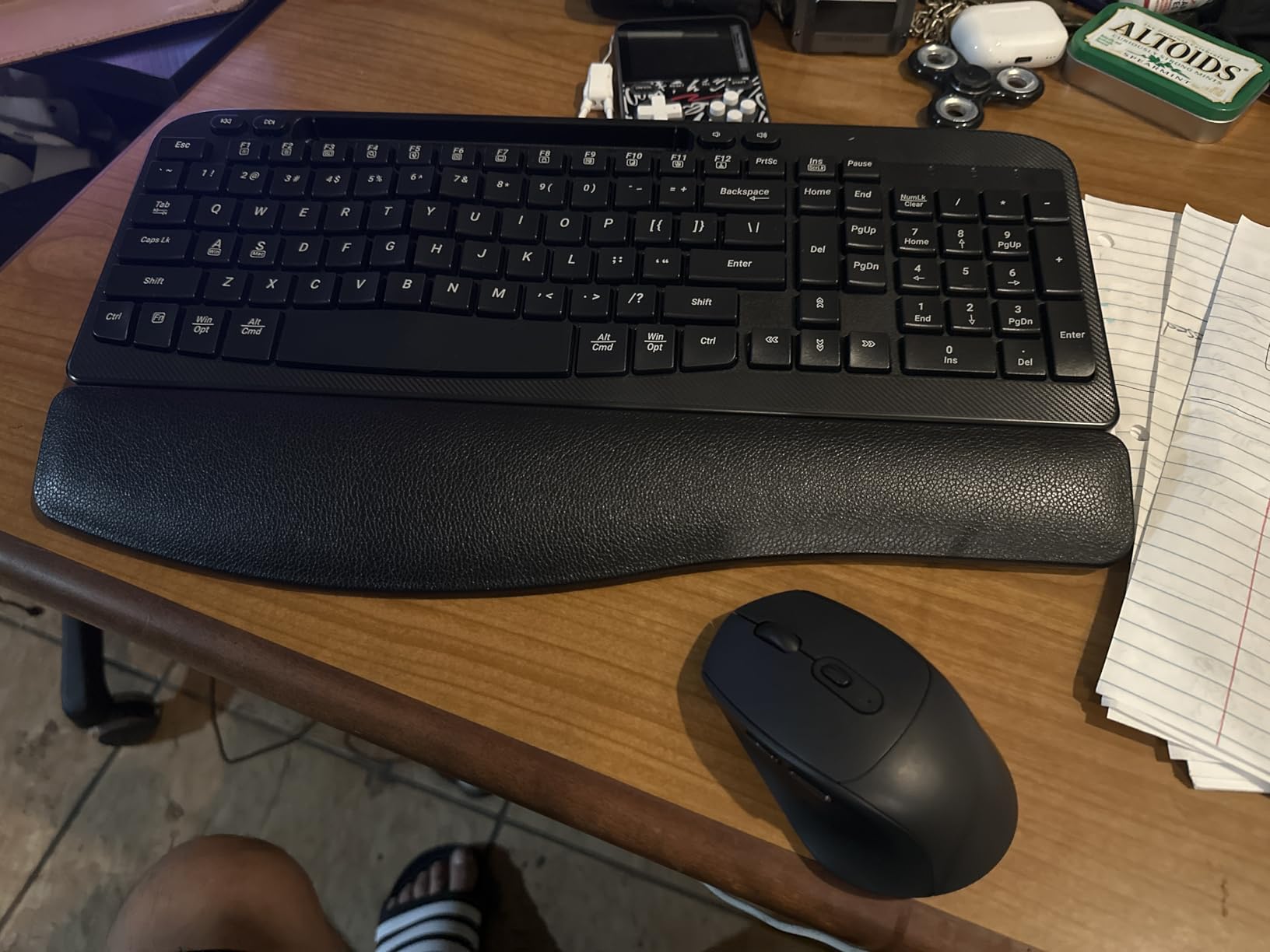 Wireless Keyboard and Mouse Combo, Full-Sized Ergonomic Wave Keys Keyboard with Memory Foam Wrist Rest & Phone Holder, 2.4G Quiet Keyboard Mouse Work Setup for PC Laptop, Office or Home (Black) customer photo 2