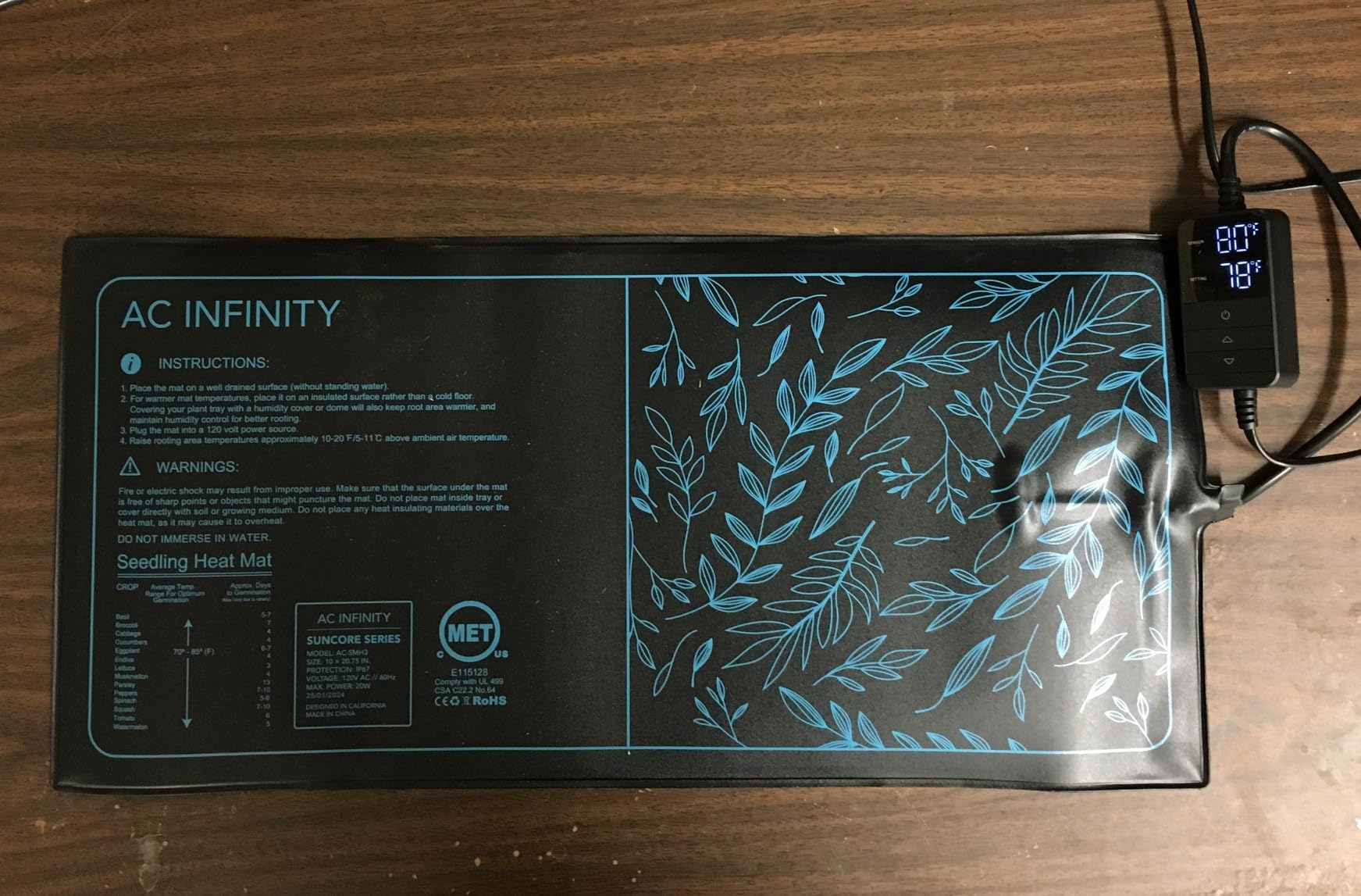 AC Infinity SUNCORE H3, Seedling Mat 10” x 20.75” w/ Smart Heat Controller customer photo 2