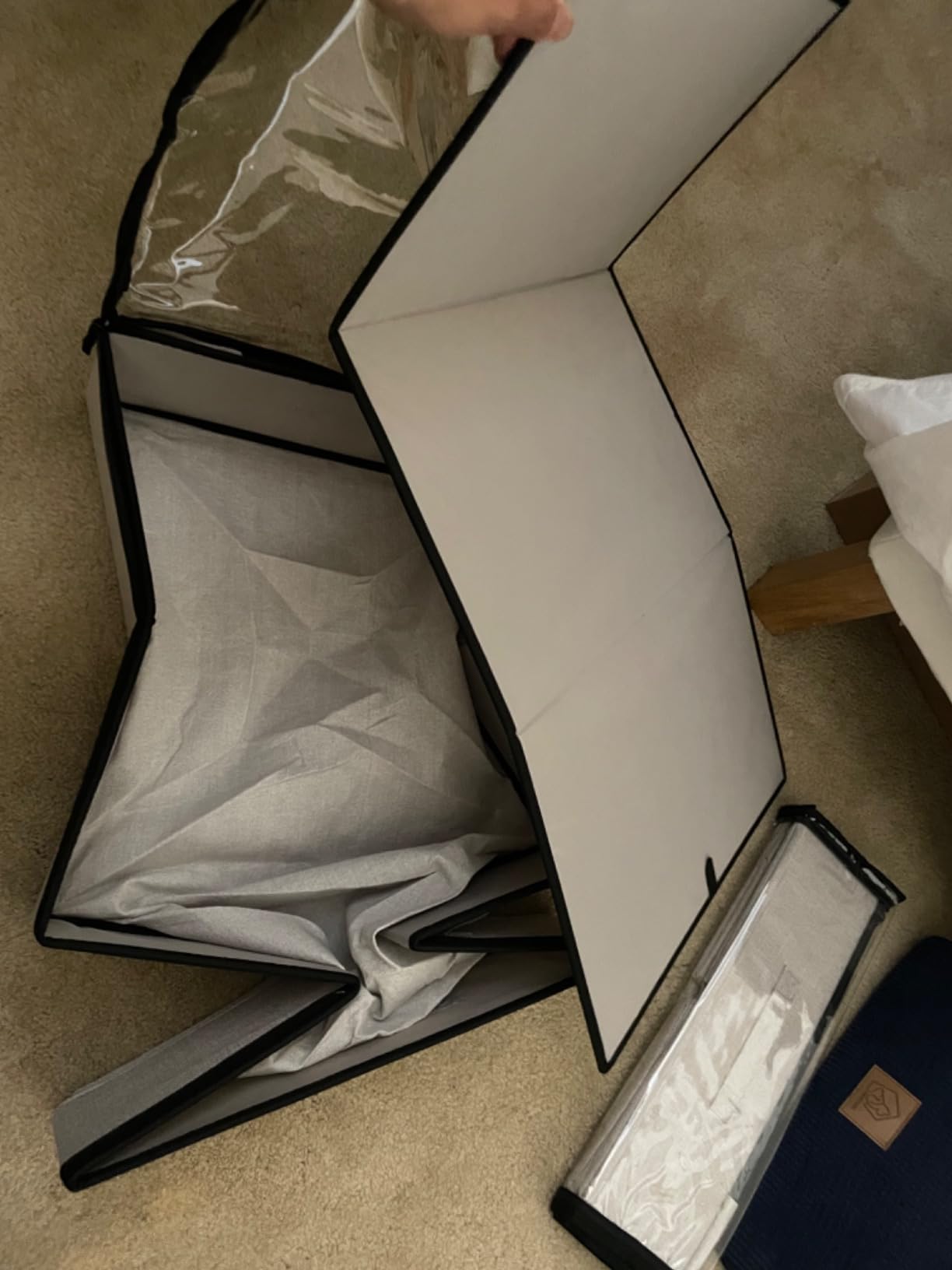 4.5 Inches Under Bed Storage Containers with Sturdy Sidewalls/Bottom and Reinforced Handles,Low Profile Underbed Storage for Clothes,Shoes,Pillows and Blankets with Zips and Clear Windows,4 Pack customer photo 2