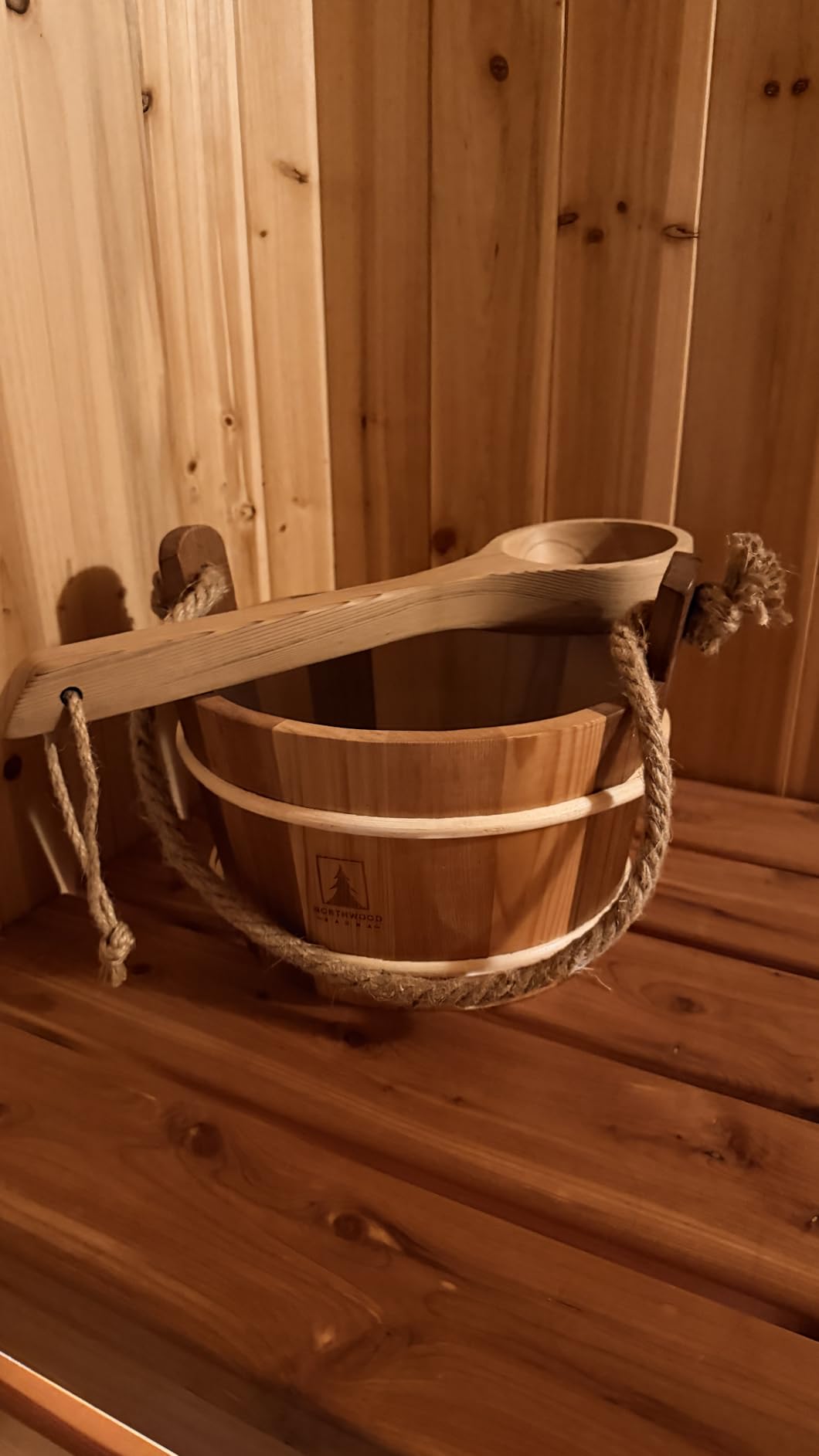 Northwood Sauna - Sauna Accessories Kit - Handmade from Canadian Red Cedar Wood - Core Set (Bucket & Ladle, Thermometer & Hygrometer, Sand Timer, Aromatherapy Cup) customer photo 1
