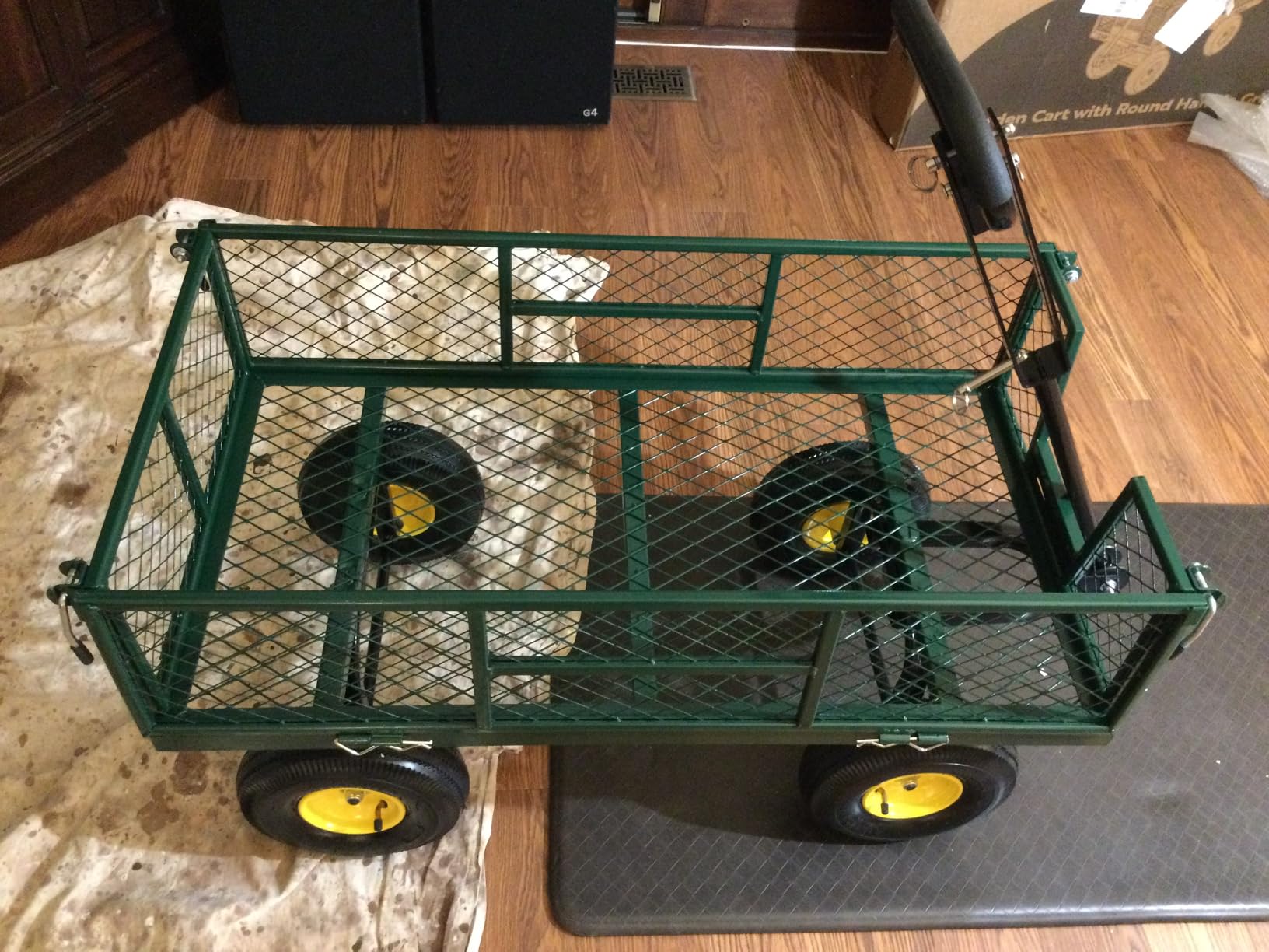 VIVOHOME Steel Garden Cart Heavy Duty 900 LBS 4.5 Cu Ft Utility Wagon | Removable Sides, 10 inch Tire and Handle Attach to ATV or Tractor Green customer photo 2