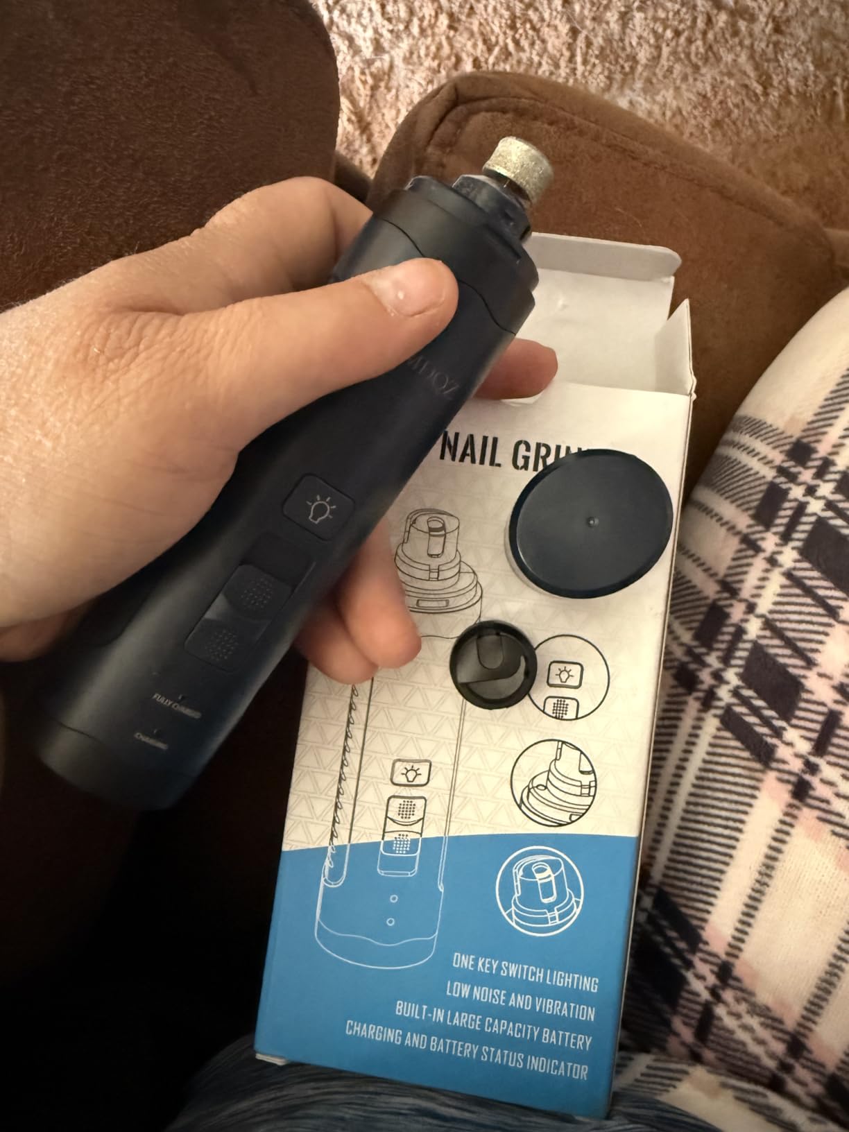 Dog Nail Grinder, Dog Nail Trimmers, and Clippers Kit with 2 LED Lights. Super Quiet Electric Pet Nail Grinder, Rechargeable, for Small, Medium, and Large Dogs & Cats, 2 Diamond Grinding Wheels. customer photo 1