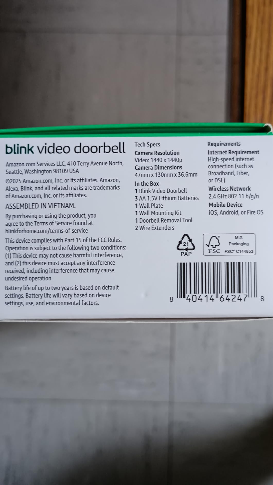 Blink Video Doorbell – Head-to-toe HD view, two-year battery life, and simple setup. Required Sync Module not included – Add-On (Black) customer photo 1