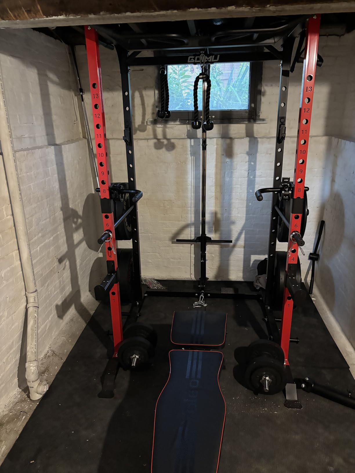 C1-V4 Power Cage, 2000LBS Squat Rack with LAT Pulldown, Multi-Function Weight Cage Strength Training Machine, Workout Cage with More Attachments for Home Gym Garage customer photo 1