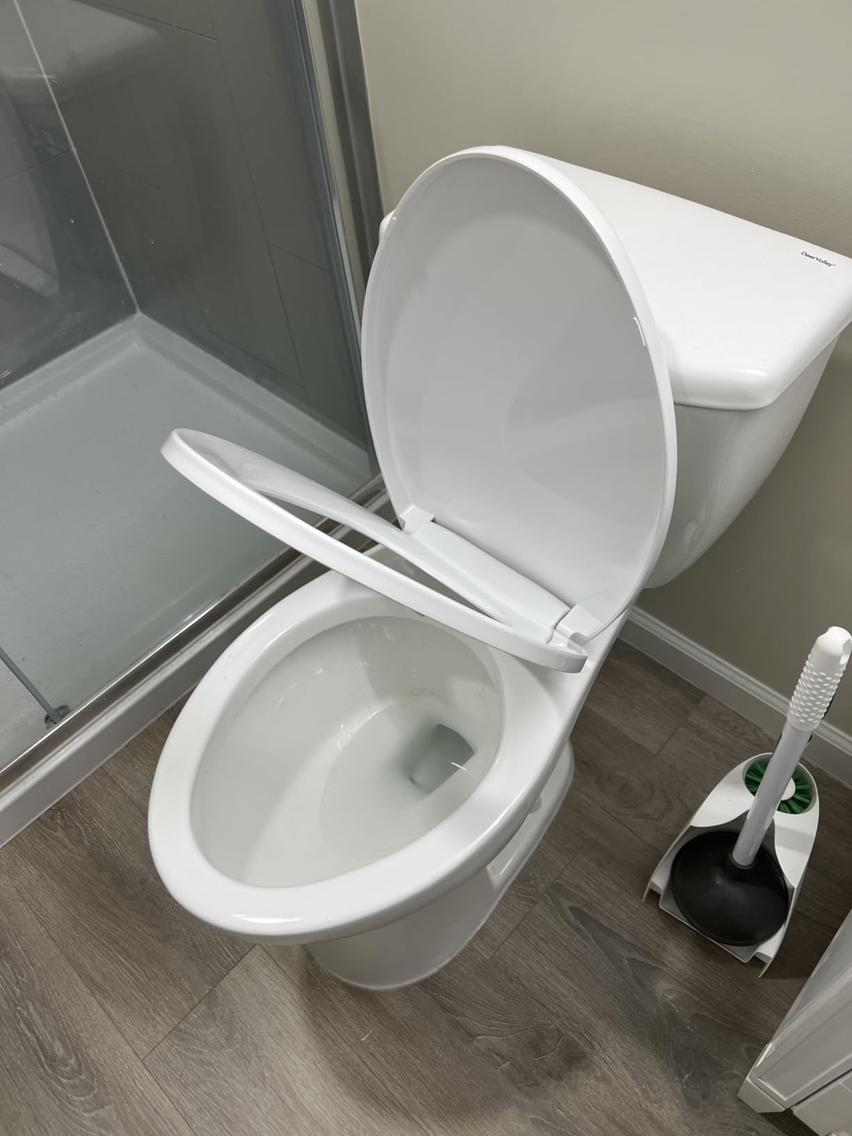 DeerValley Compact One Piece Toilet for Small Bathrooms with Soft Close Seat 12 Inch Rough Dual Flush 0.8/1.28 GPF Toilets In White customer photo 1