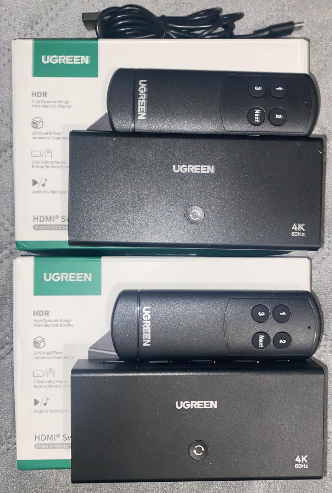 UGREEN HDMI Switch 3 in 1 Out, 4K@60Hz, with Remote, HDR10+, 3D, Dolby customer photo 1