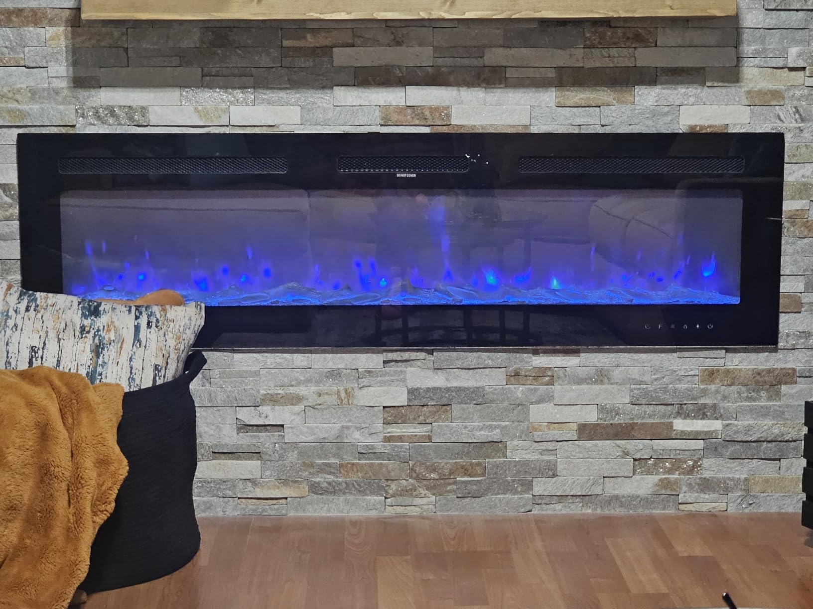 EUHOMY 50 Inch Electric Fireplace Wall Recessed and Wall Mounted with Adjustable Flame Color, Fireplace Heater with Remote Control, Linear Fireplace with Timer, Touch Screen, Log & Crystal, 750/1500W | Adjustable Flame Color, Remote Control, Timer, Touch Screen, Log and Crystal, 750W/1500W Fireplace Heater customer photo 1