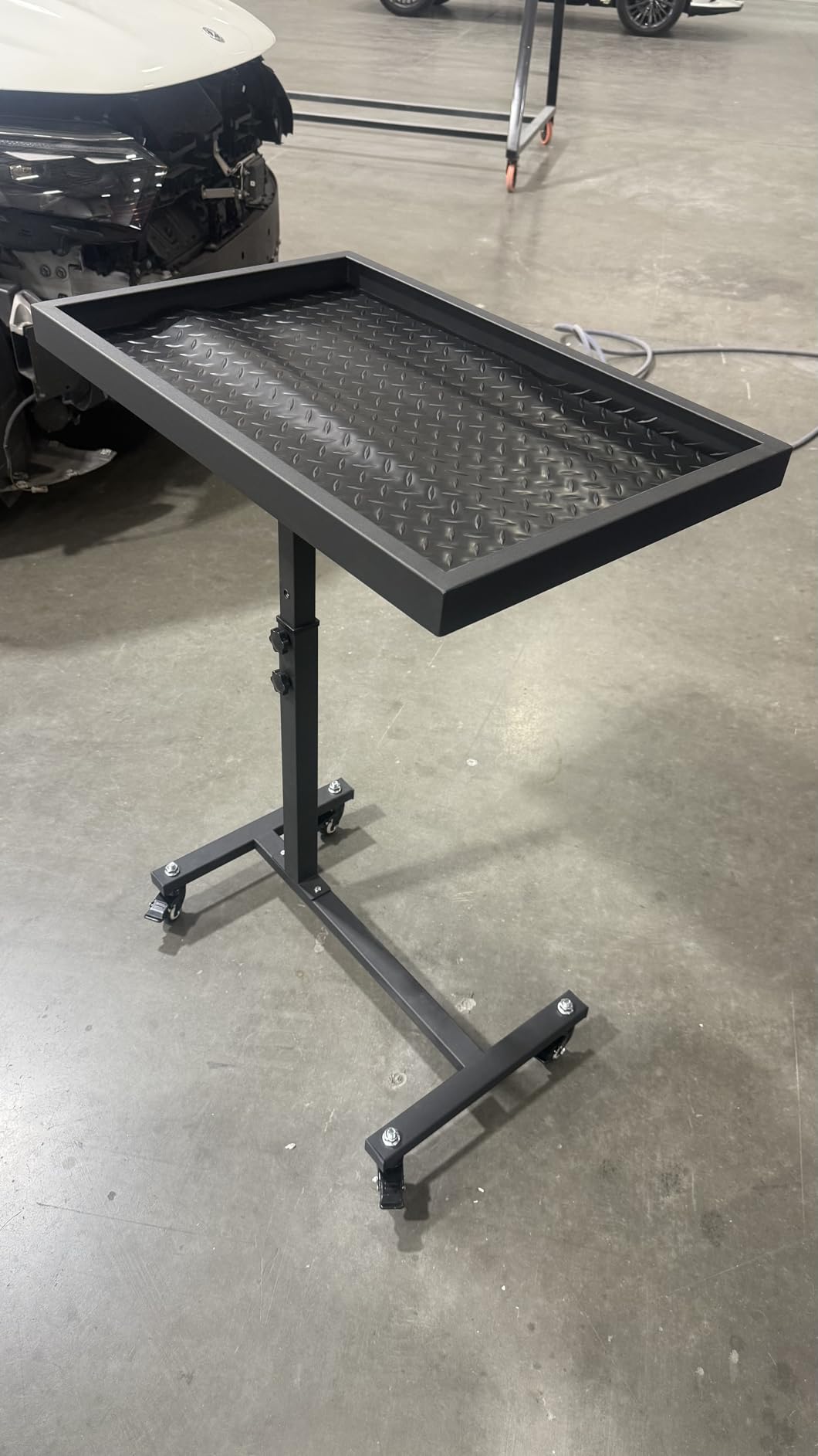 OLBRUS Adjustable Work Table, Mechanic Rolling Tool Tray Table, Black customer photo 2