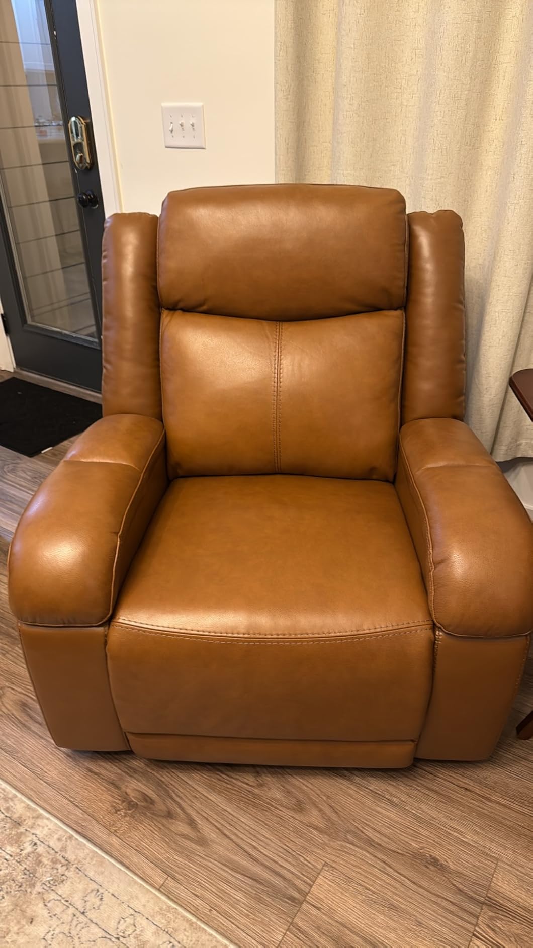 Watson & Whitely Genuine Leather Wall Hugger Power Recliner, Cream customer photo 1
