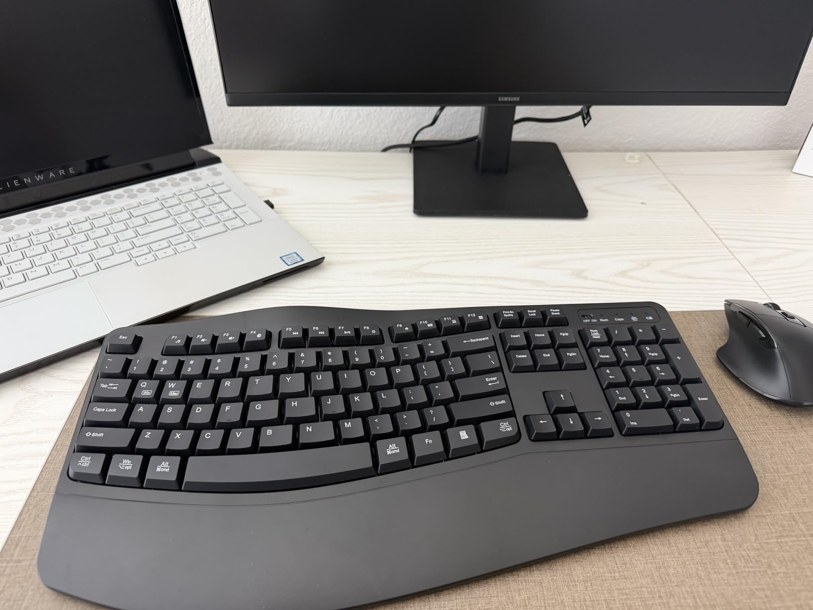 Wireless Keyboard and Mouse Combo, 2.4G Ergonomic Wave Keys(Black) customer photo 2