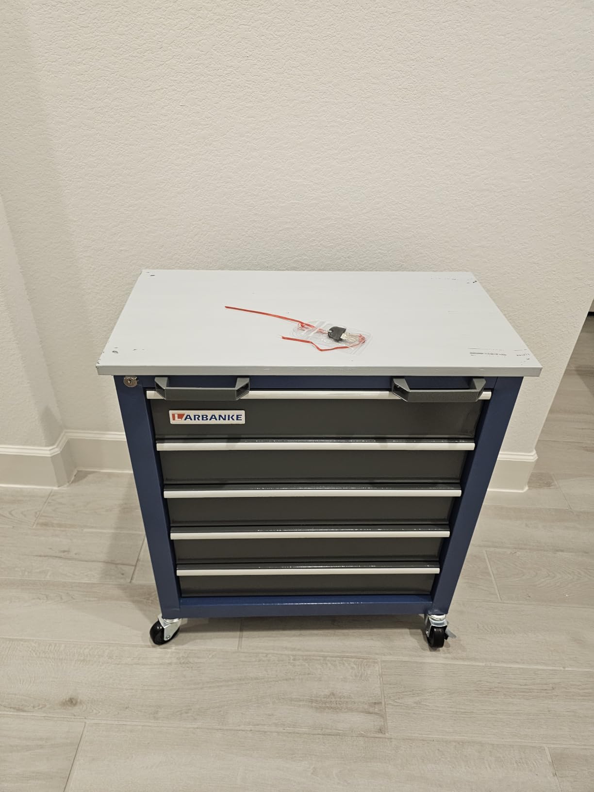 LARBANKE 5-Drawer Rolling Tool Chest with Stainless CounterTop,Tool Chest with Keyed Locking System, with Wheels and Foot Pads,Rolling Tool Cabinet with Drawer Liners,Unique Link Buckle for Connecting customer photo 2