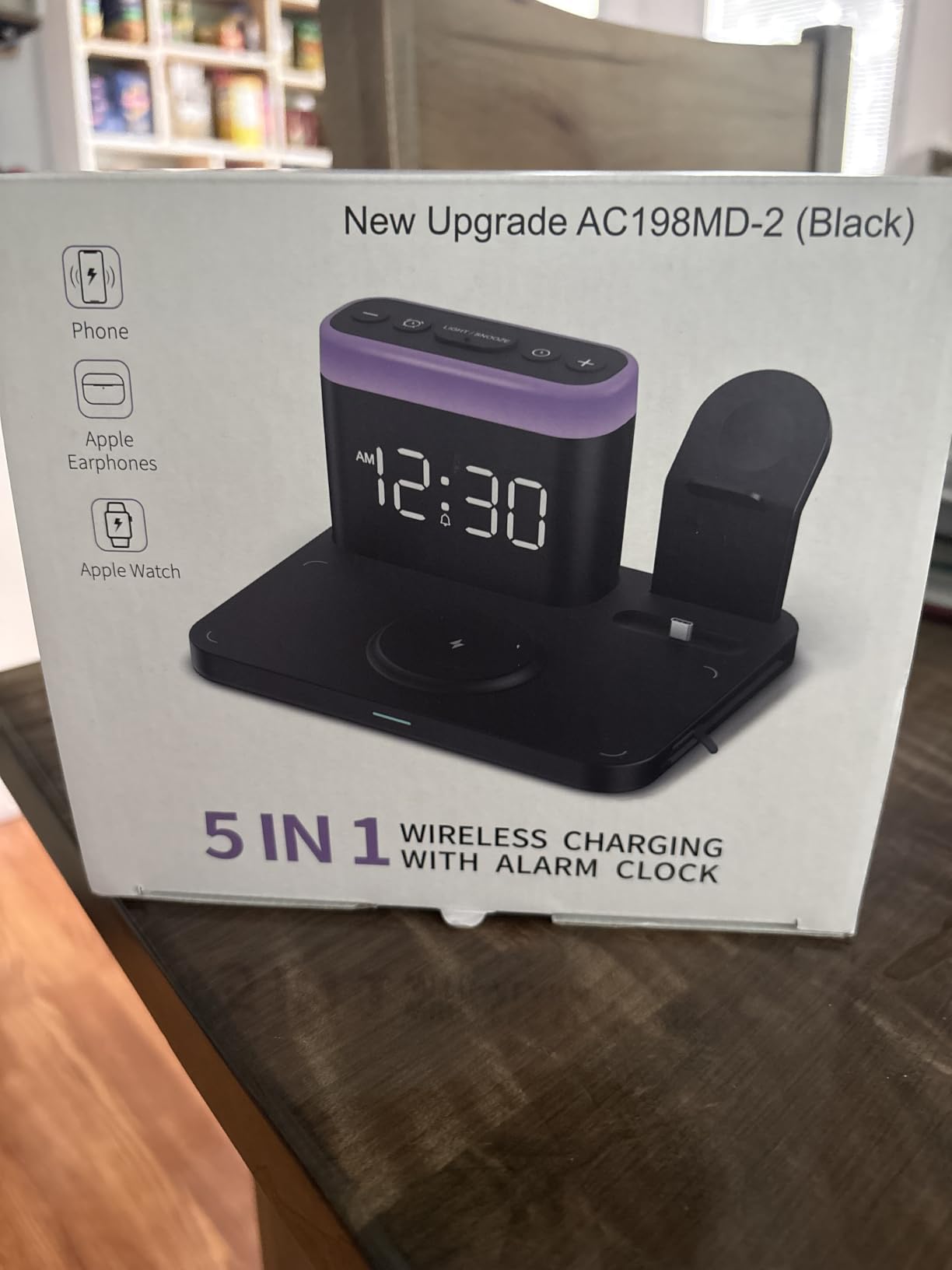 ANJANK Wireless Charging Station,5 in 1 Multiple Charger Stand with Alarm Clock,7 Night Light,Magnetic Charging Dock for iPhone 18 17 16 15 14 13 Pro Max Plus,Apple Watch 11/10/9/8,for Airpods,Bedroom customer photo 1