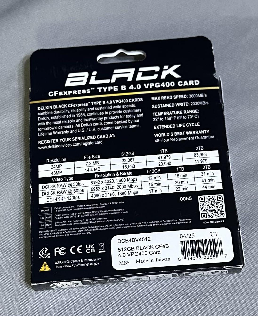 Delkin Devices Black 512GB CFexpress™ Type B 4.0 VPG400 Memory Card – High-Speed Performance for Professional Photography & Videography (512GB) customer photo 1