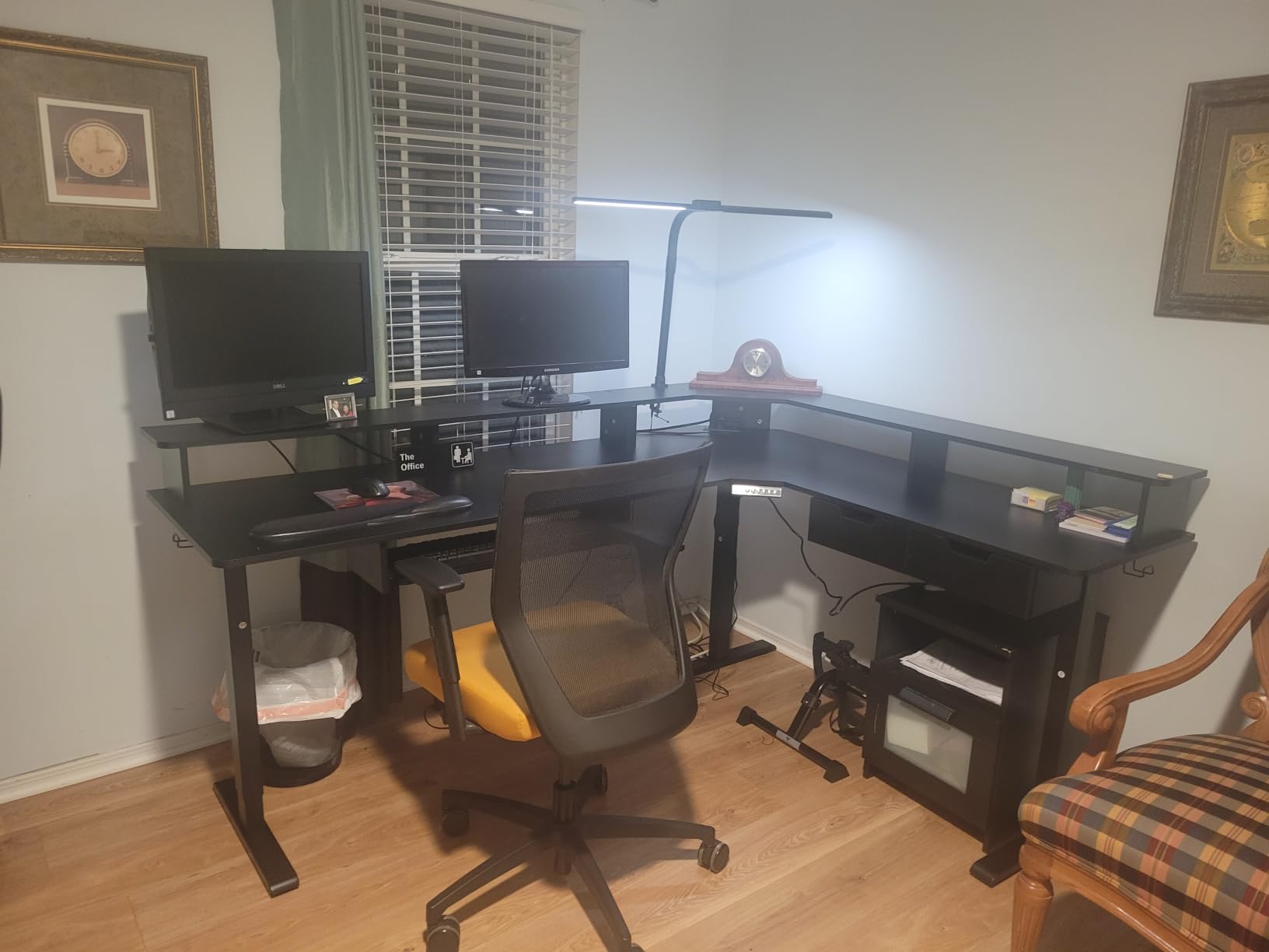 RedLemon 75X60 Inches L Shaped Electric Standing Desk, Height Adjustable Corner Gaming Desk with Drawers, Keyboard Tray, Power Outlets & LED Lights, Computer Desk with Monitor Shelf, Dark Walnut customer photo 1