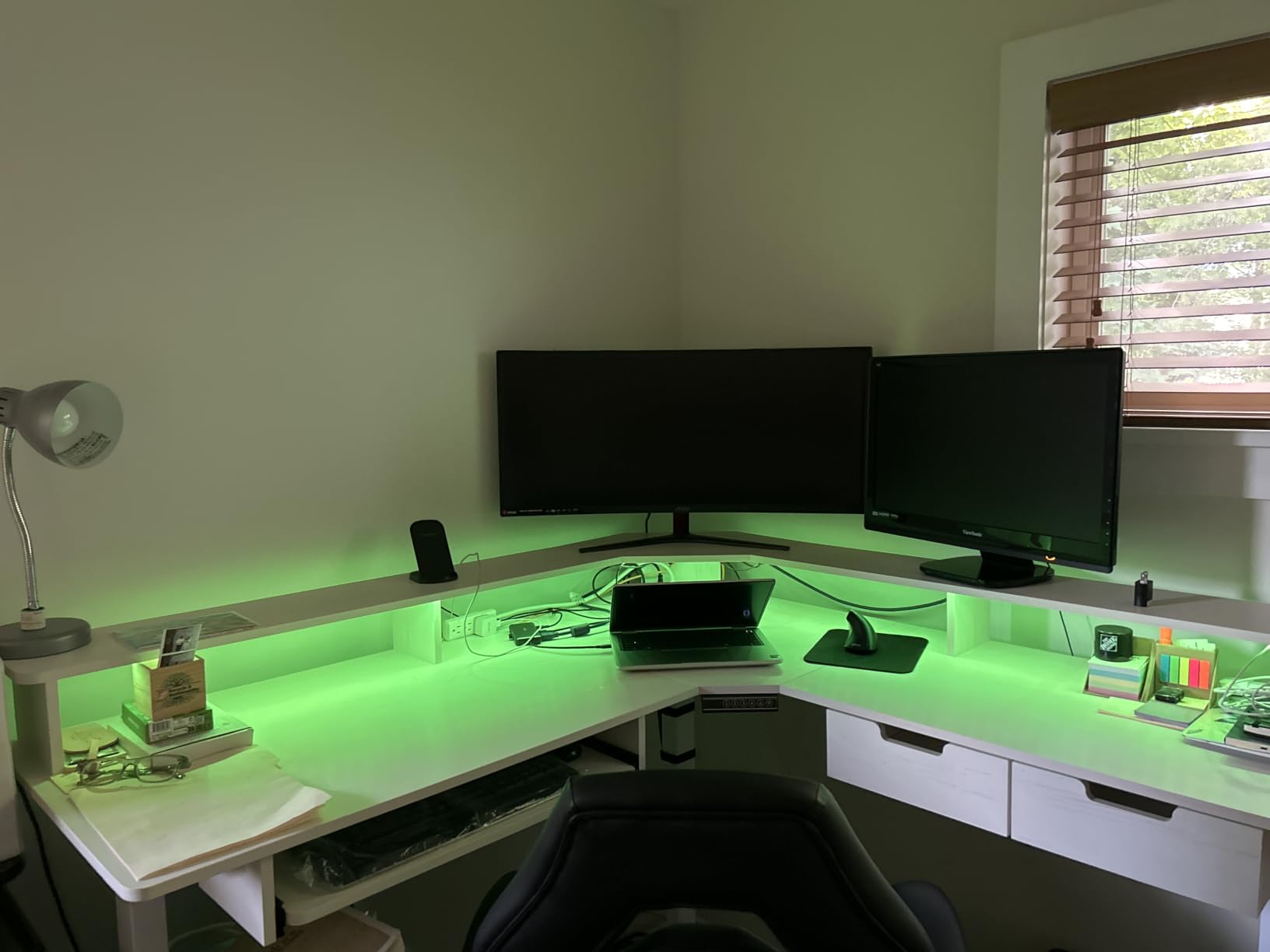 RedLemon 75X60 Inches L Shaped Electric Standing Desk, Height Adjustable Corner Gaming Desk with Drawers, Keyboard Tray, Power Outlets & LED Lights, Computer Desk with Monitor Shelf, Dark Walnut customer photo 2