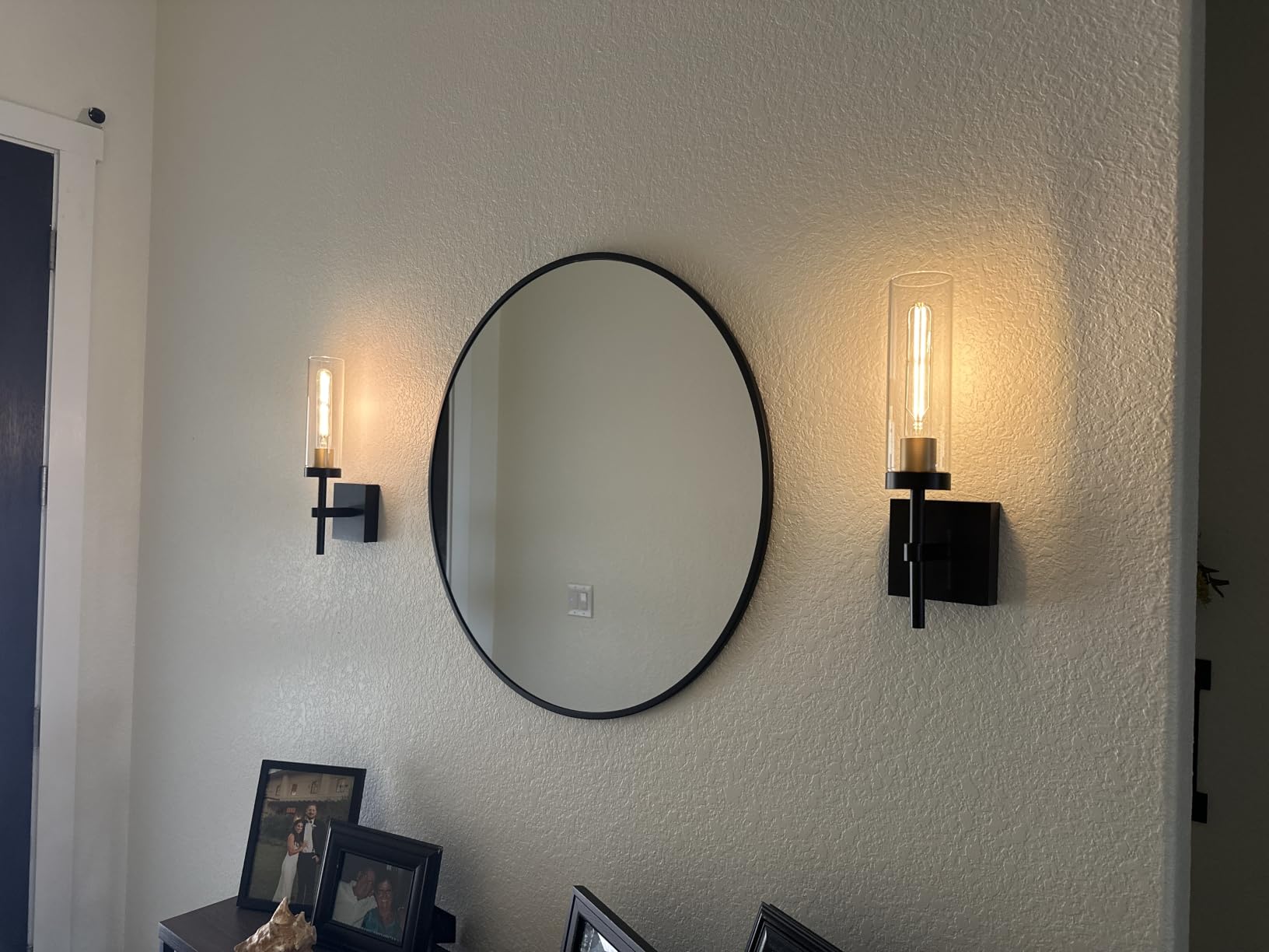 Wireless Wall Sconces with Remote Control, Battery Operated Wall Sconce Set of 2, Black & Gold Rechargeable Dimmable Wall Light for Bedroom Living room Bathroom Hallway Entryway Stairwell, 3000K customer photo 1