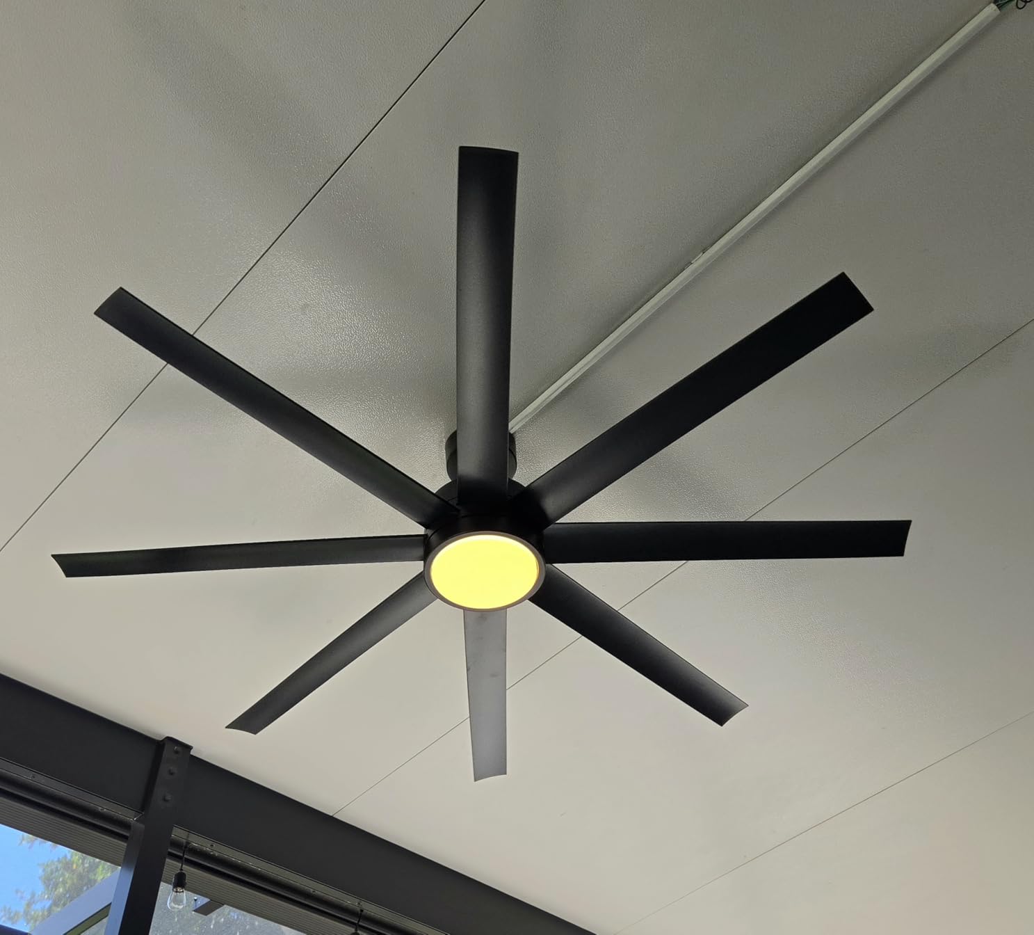 Conciseer Modern Ceiling Fans with Lights, 84 Inch Ceiling Fan with Light and Remote,Living Room Library Cafe Outdoor/Industrial, 3CCT 8 Blades 6 Speed Reversible Quiet DC Motor, Black/A customer photo 1