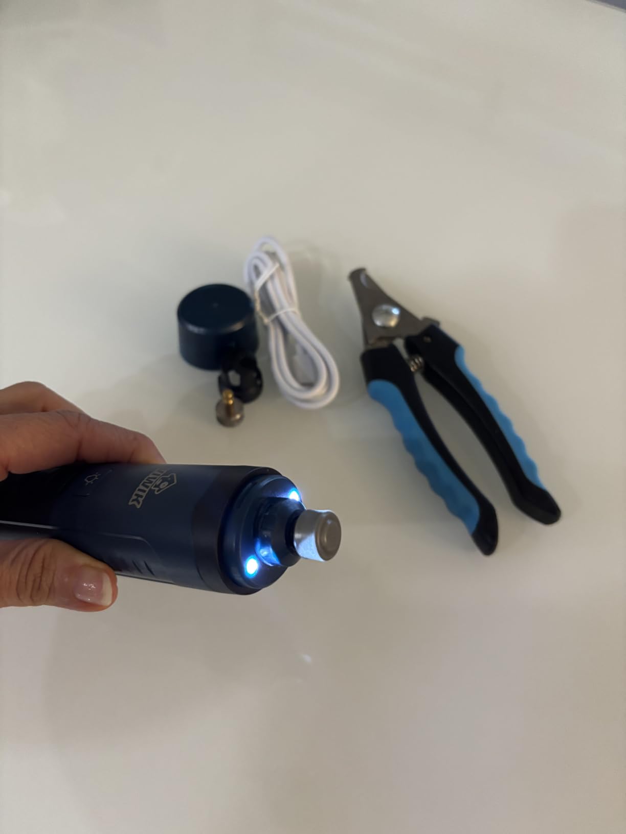 VIWIK Dog Nail Grinder, Dog Nail Trimmers with LED Lights, Pet Nail Clippers Kit for Large Medium Small Dogs & Cats, 2-Speed Quiet Electric USB Rechargeable Pet Paws Grooming Tool Blue customer photo 2