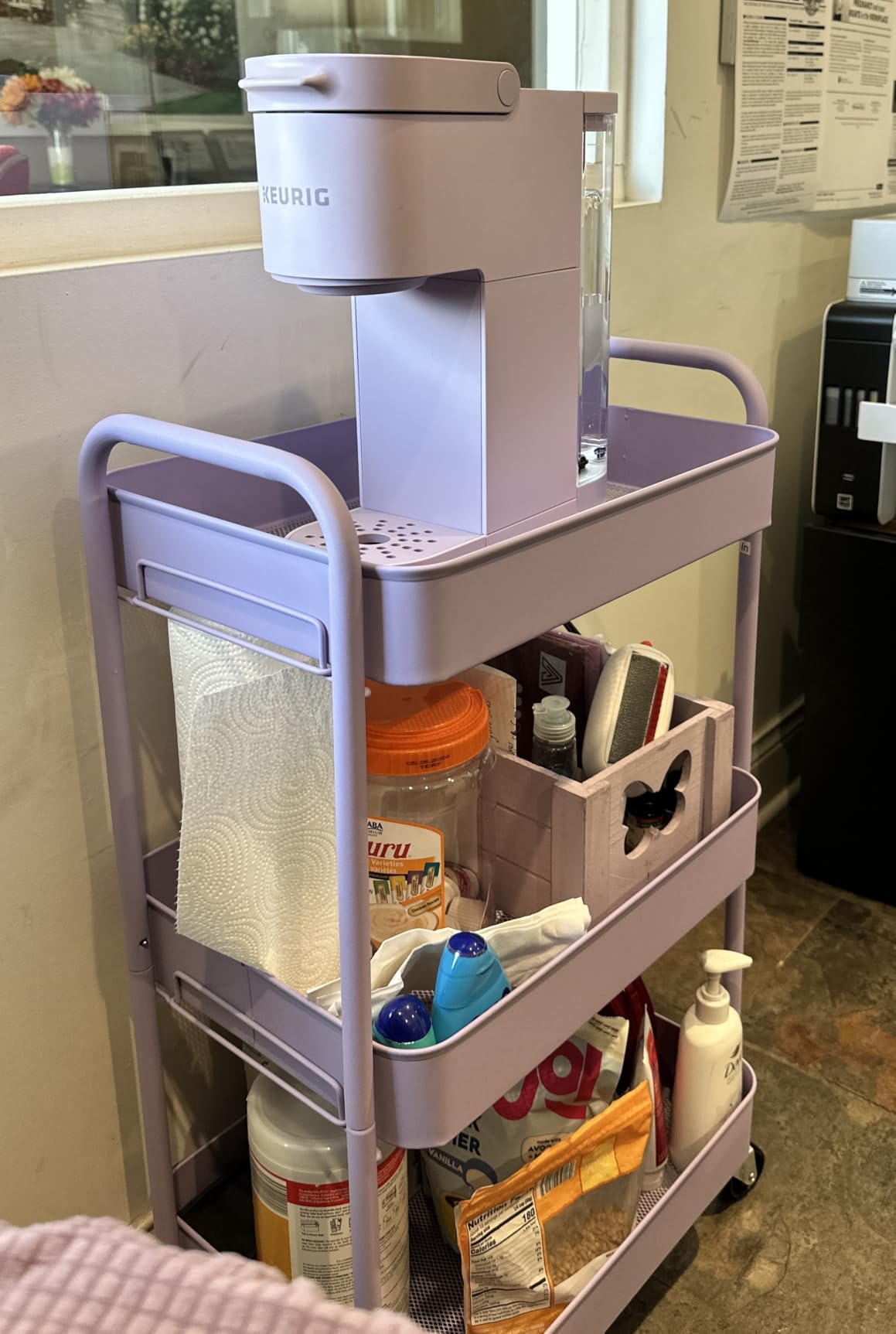 TOOLF 4 Tier Metal Rolling Cart, Utility Storage Cart with Wheels, Purple customer photo 2
