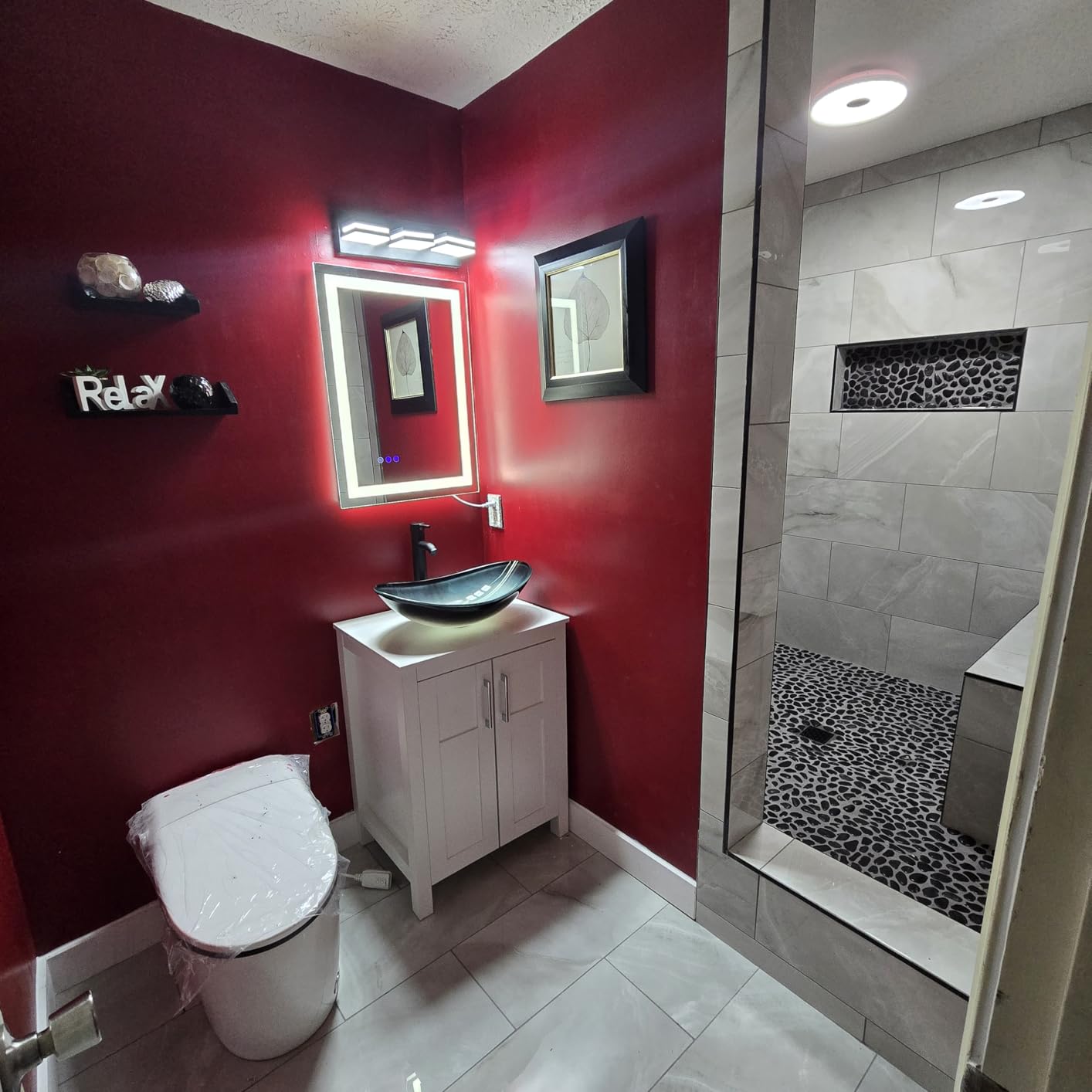Modern LED Stainless Steel Chrome Acrylic Bathroom Lights Fixtures 3-Light customer photo 1